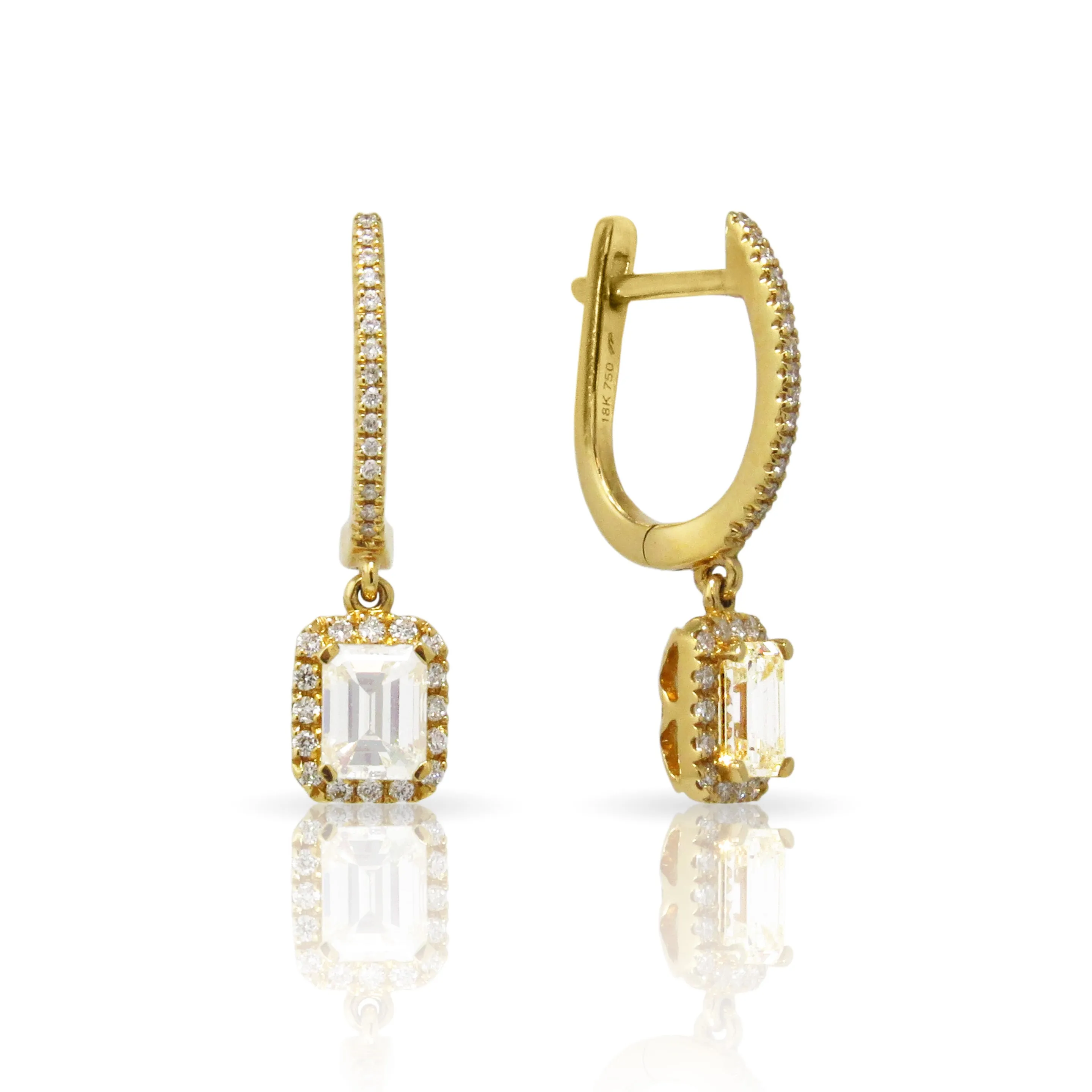 Emerald-Cut Diamond Drop Earrings