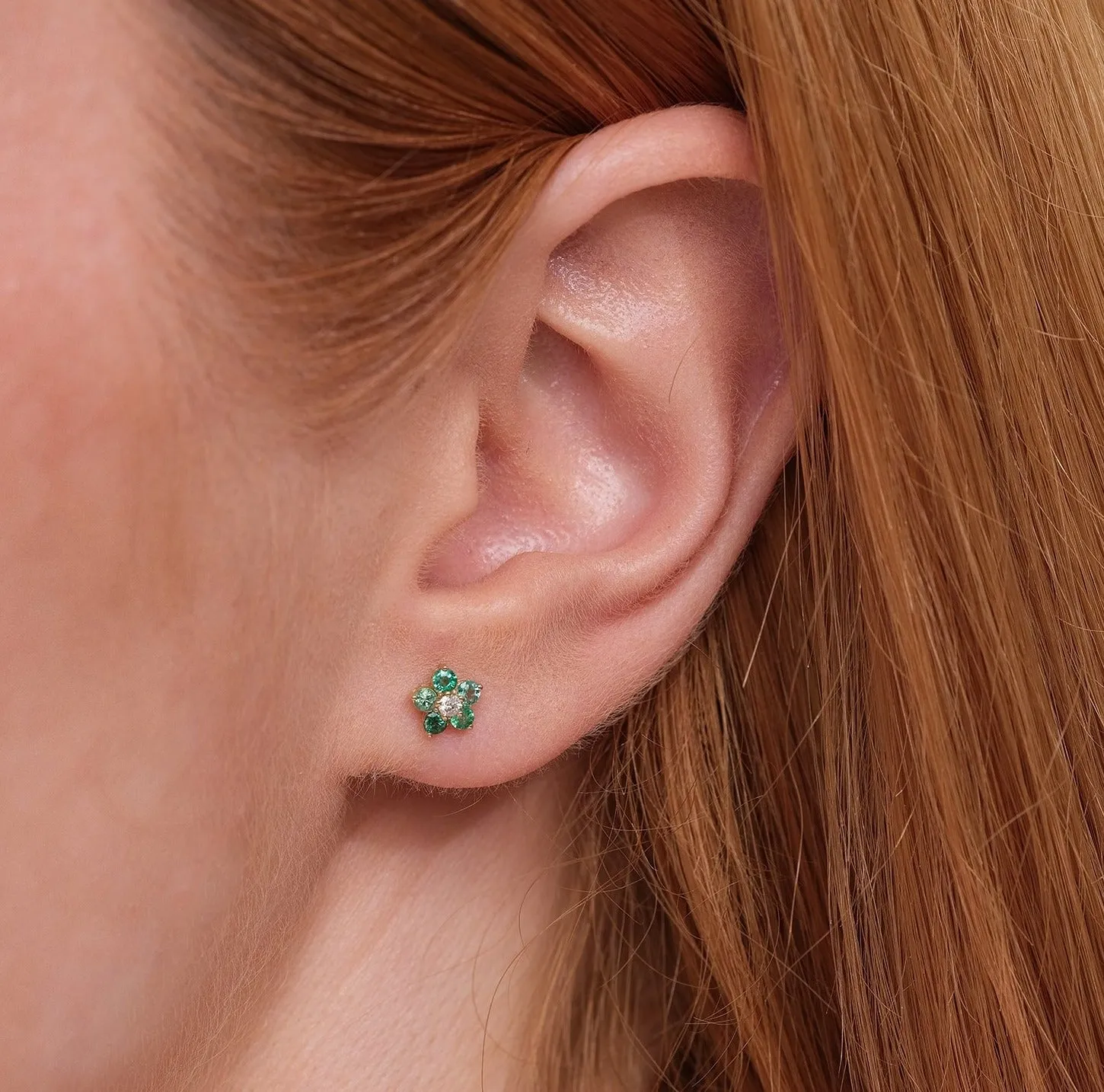 Emerald Flower Studs, Alondra