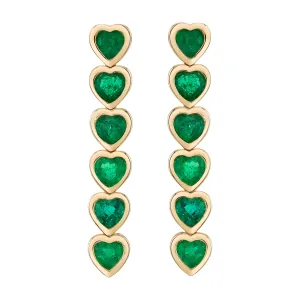 Emerald Hearts Drop Earrings, Pair