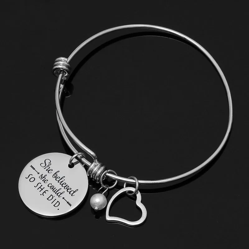 Engraved Titanium Steel Tag Adjustable Bracelet