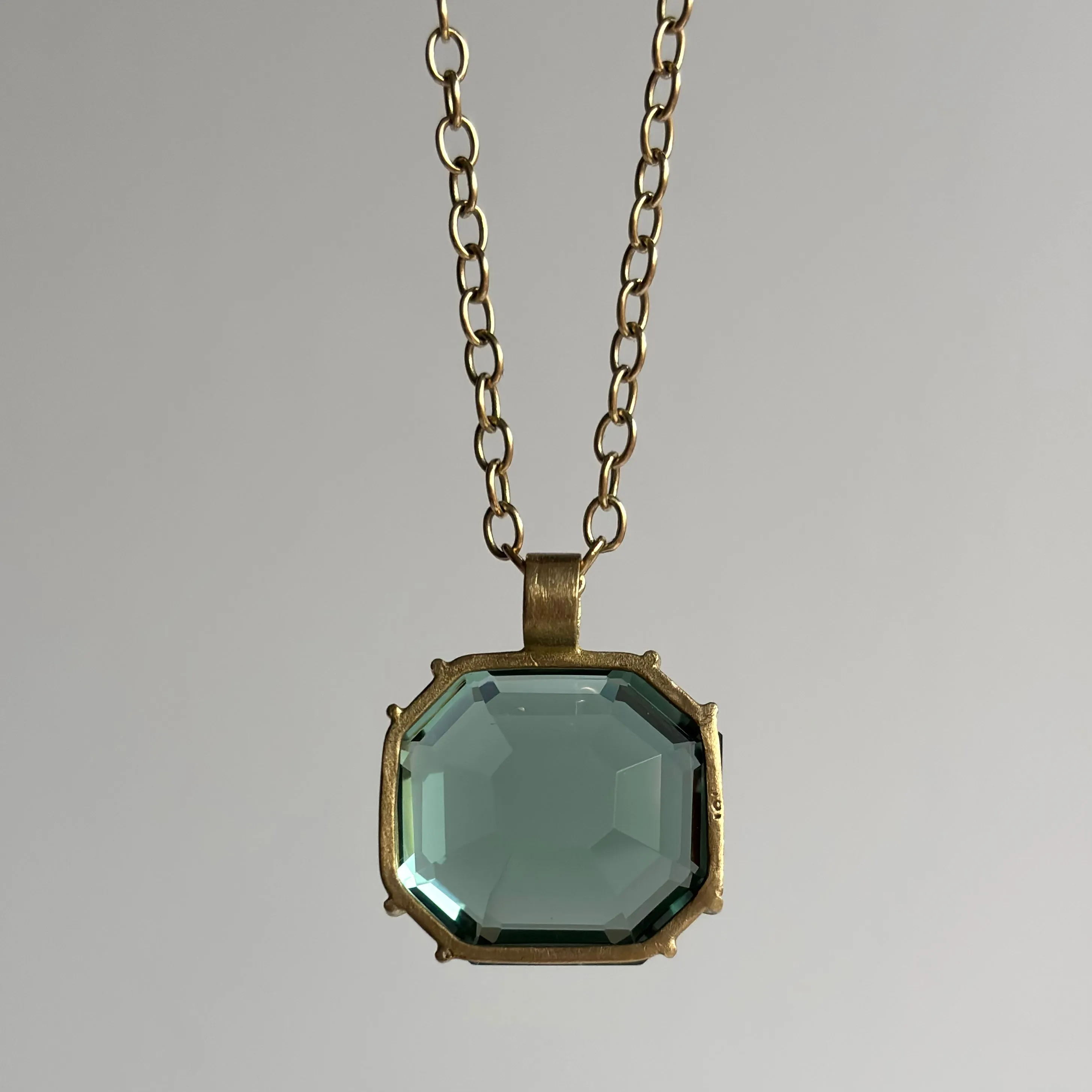 Faceted Green Amethyst Emerald Cut Pendant