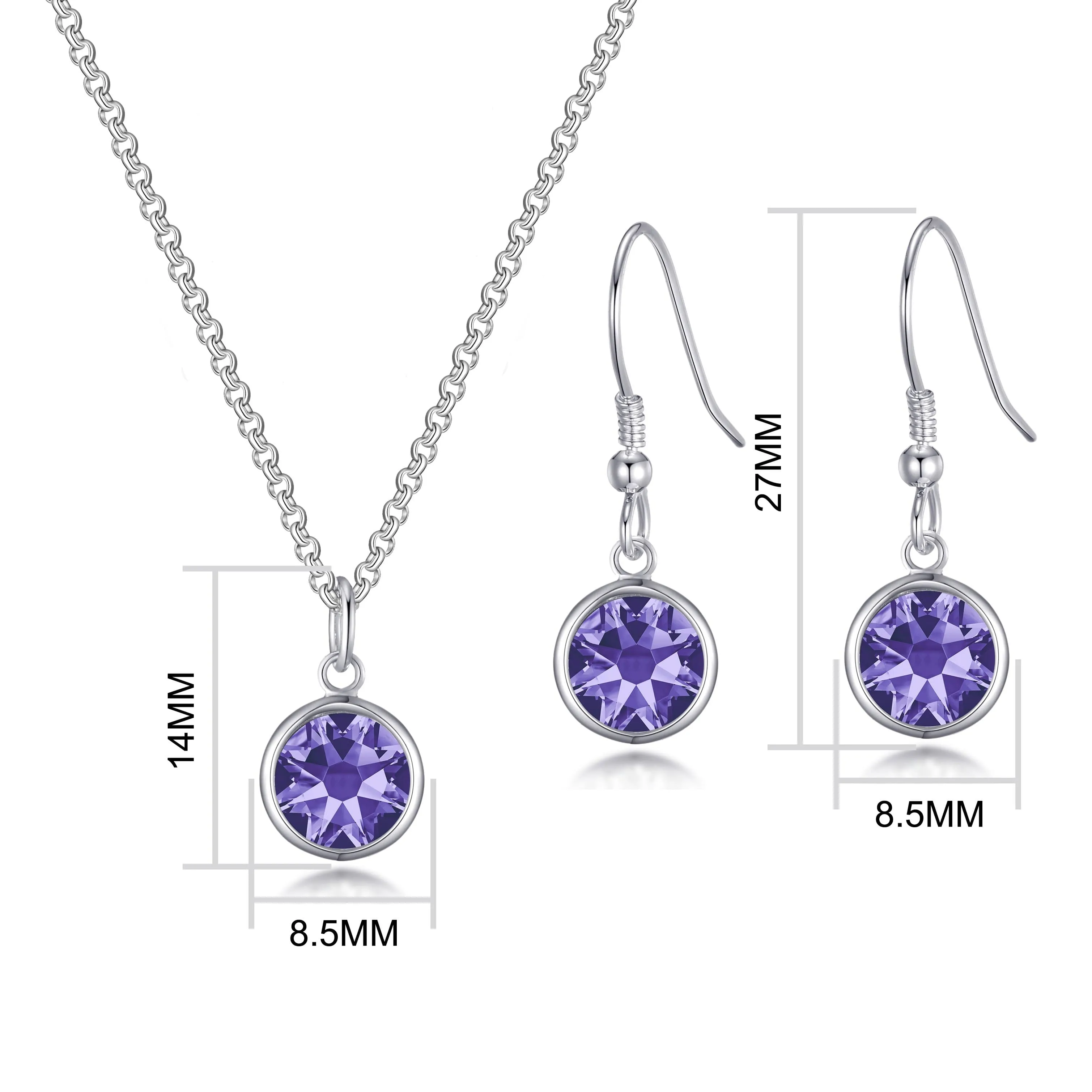 February (Amethyst) Birthstone Necklace & Drop Earrings Set Created with Zircondia® Crystals