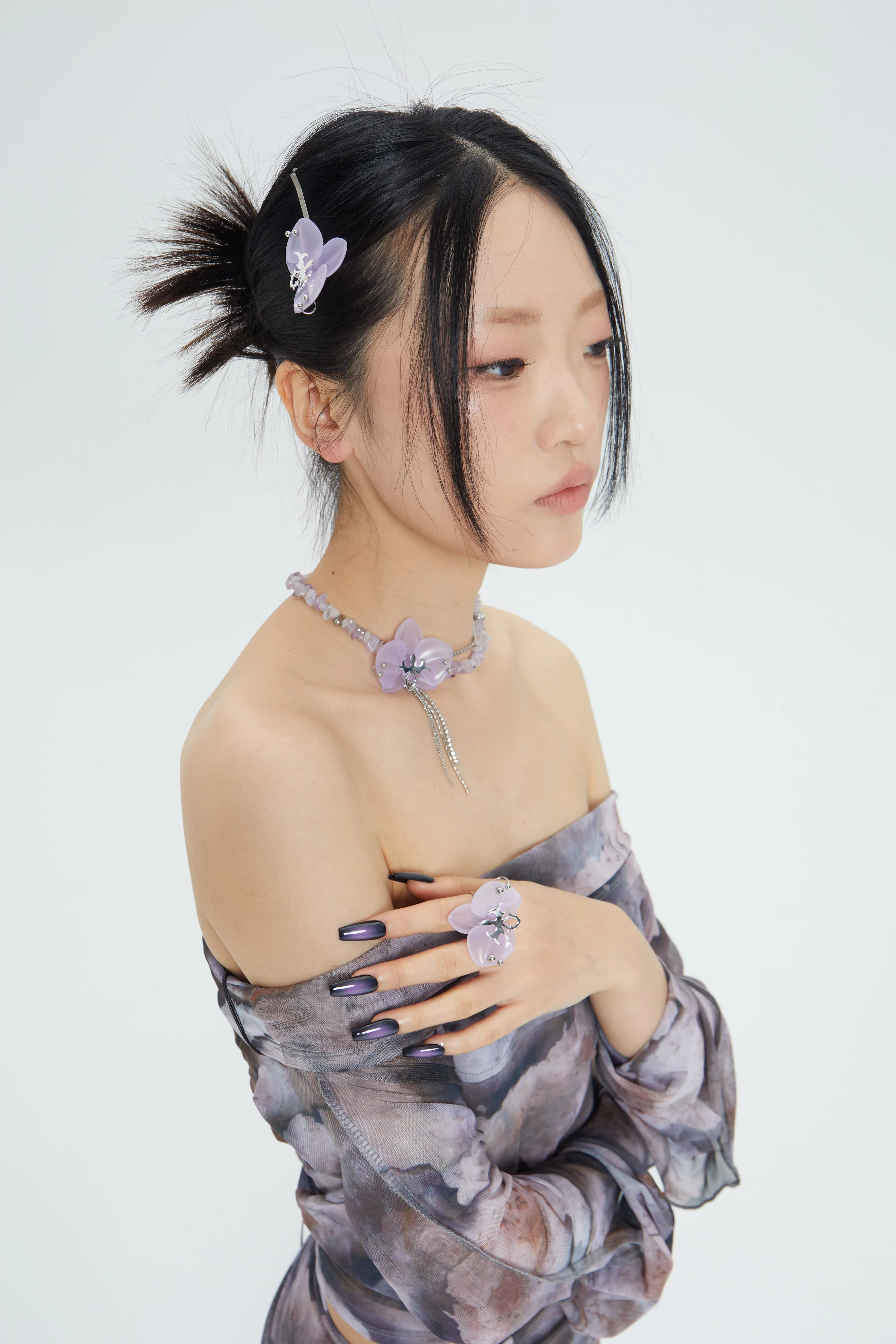 Fervooor Spiked Orchid 3D printing silver hairpin