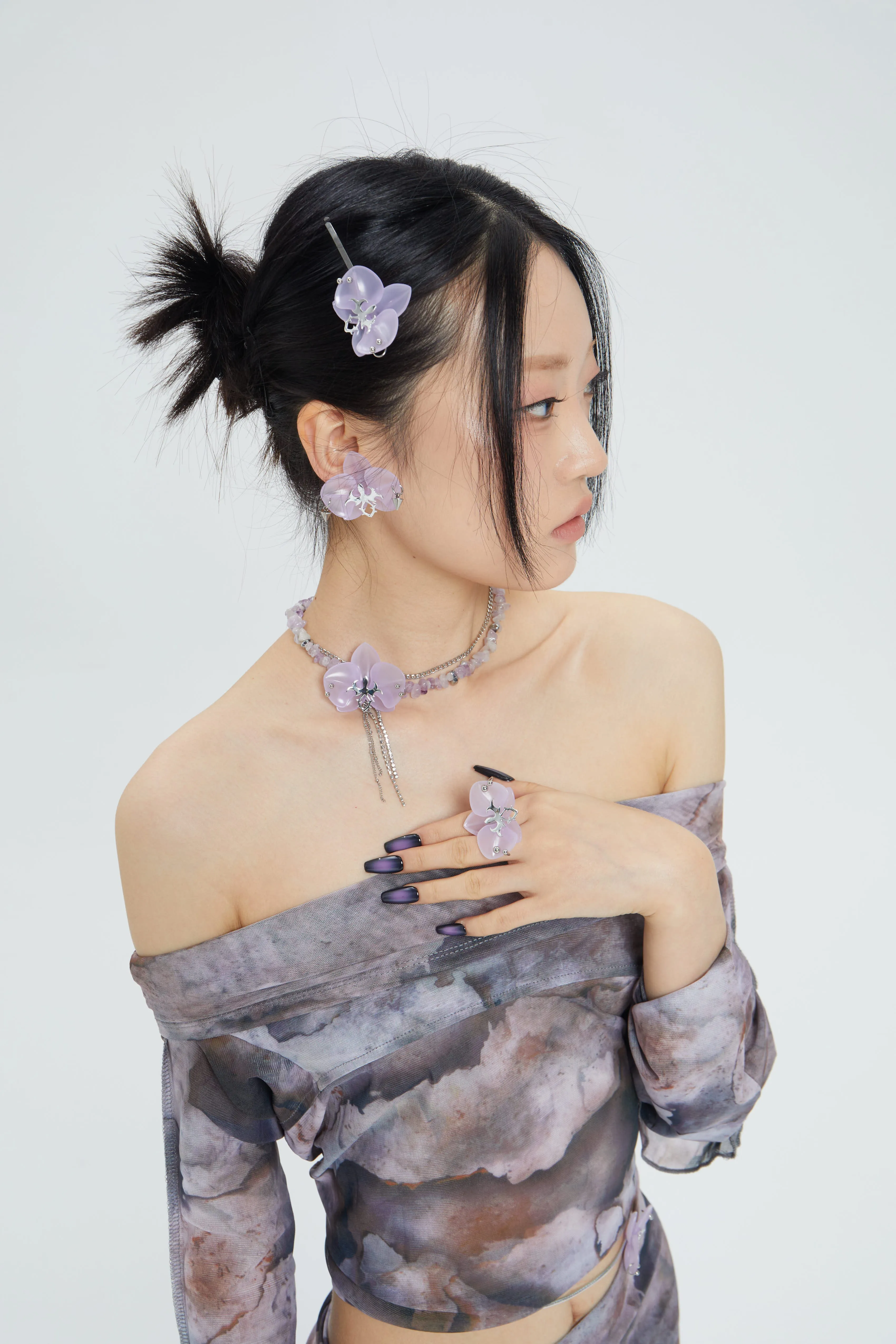 Fervooor Spiked Orchid 3D printing silver hairpin