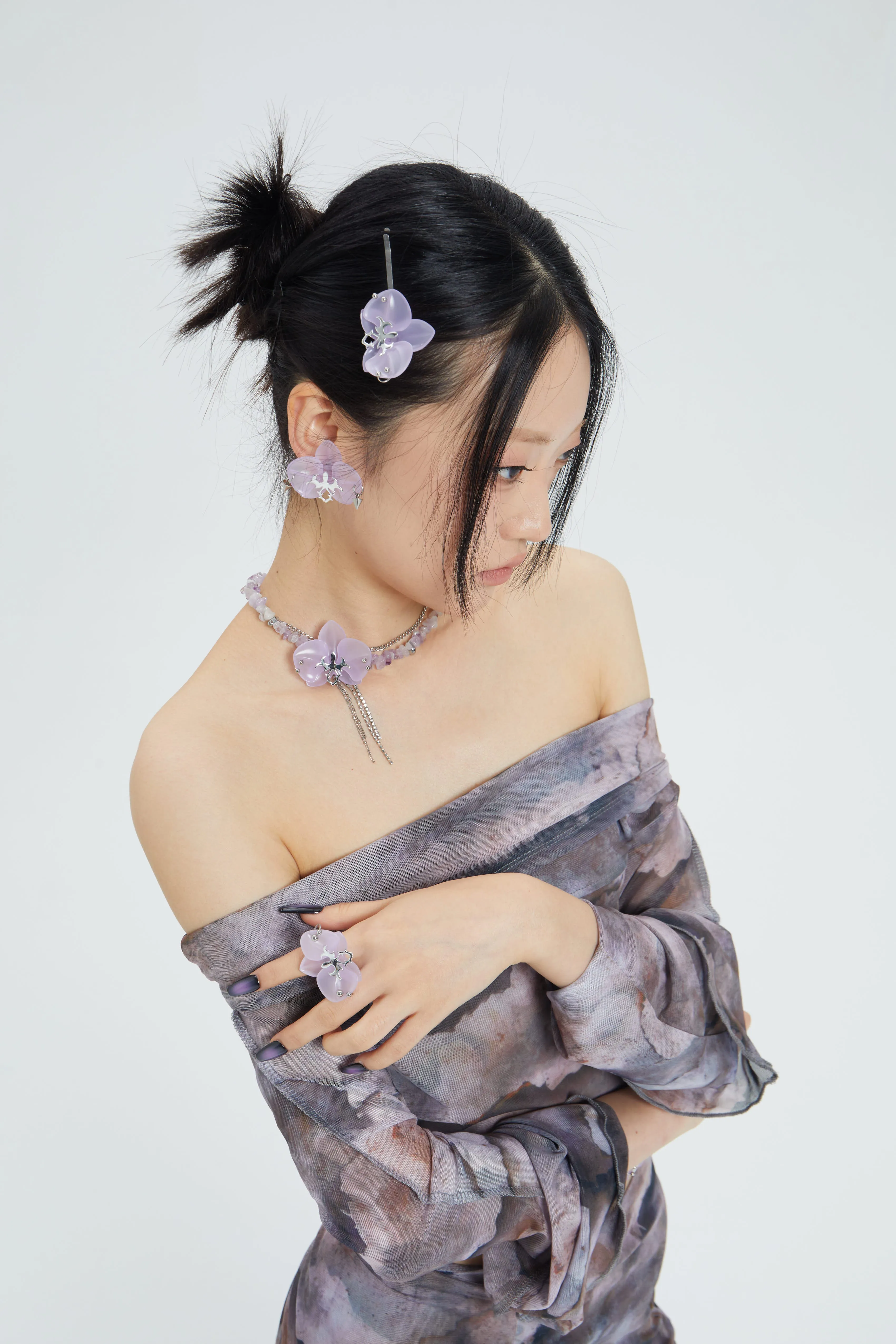 Fervooor Spiked Orchid 3D printing silver hairpin