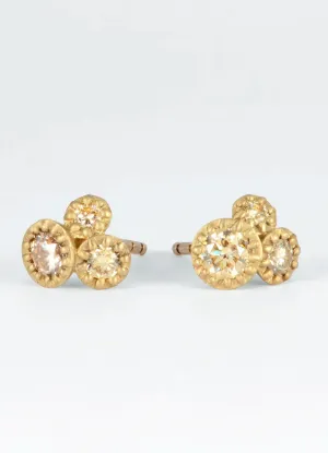 Fiori Tri-Set Champagne Diamond 9ct Yellow Gold Studs