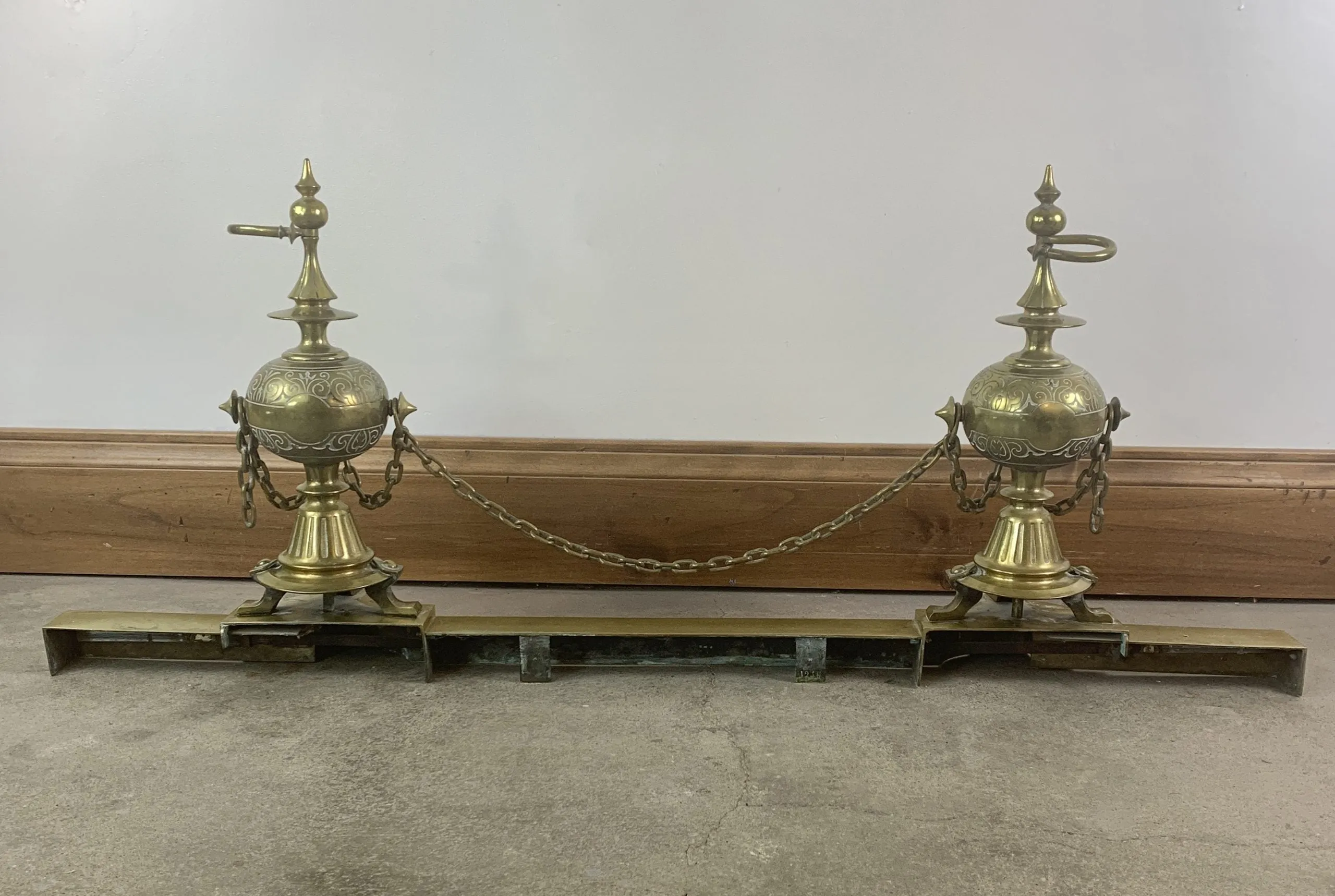 Fireplace Fender, French, Solid Brass, Traditional