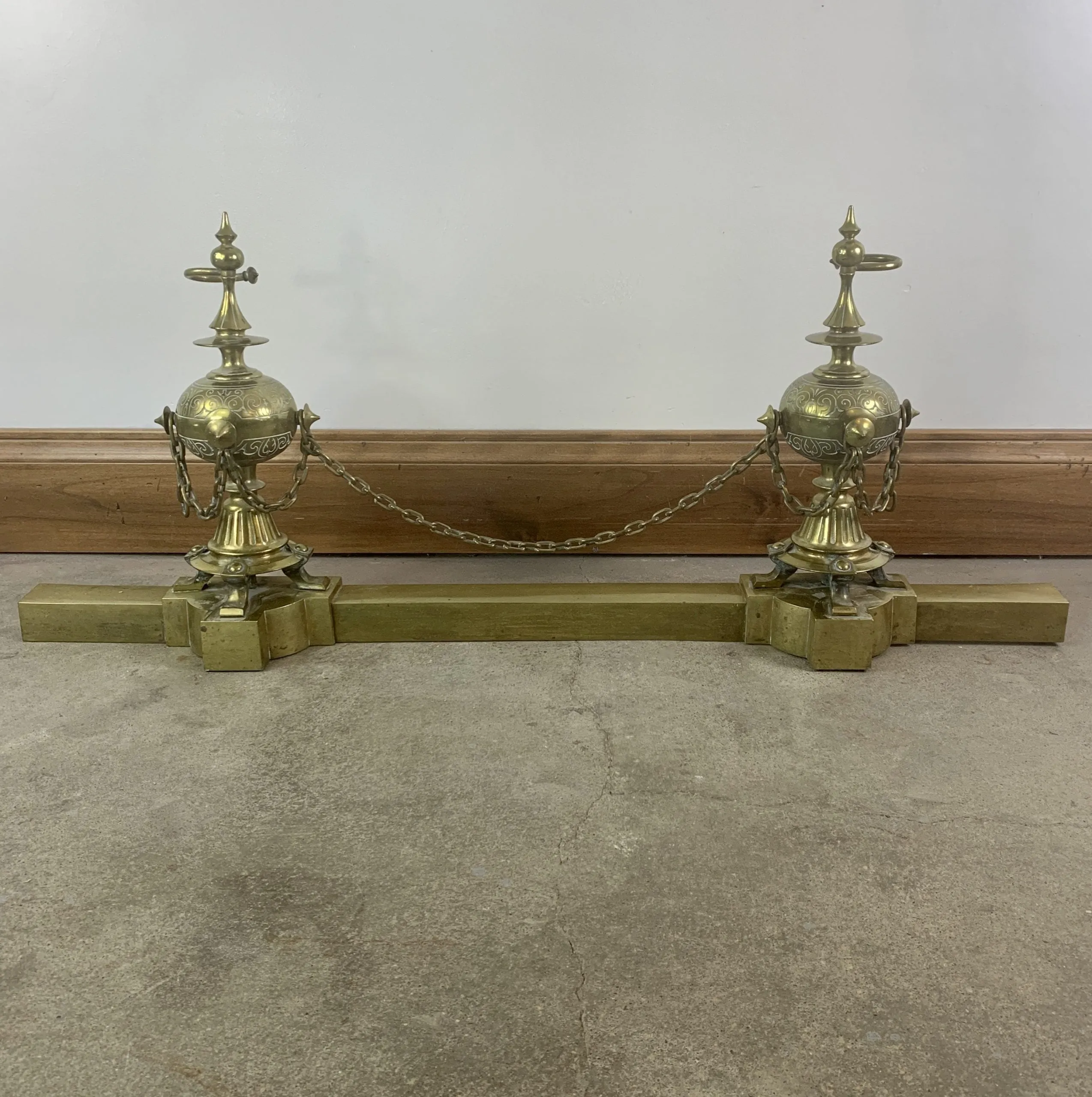 Fireplace Fender, French, Solid Brass, Traditional