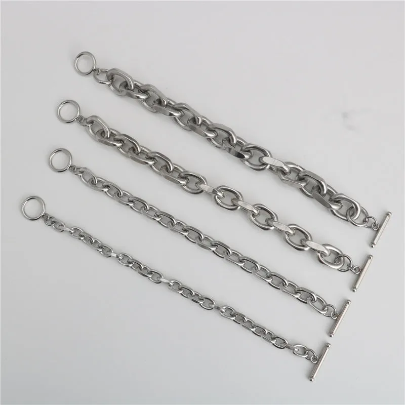 Flat Angle One Word Clasp Bracelet Chain Titanium Steel Stainless Steel