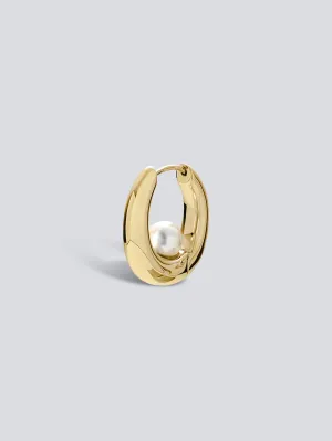 Floating Pearl Hoop Earring