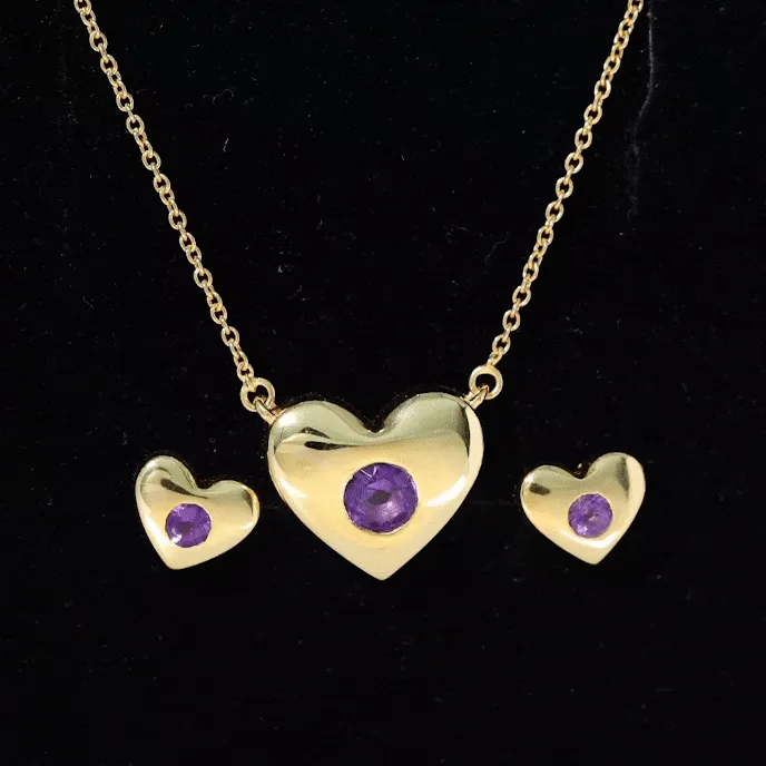 Flush Set Amethyst Heart Jewelry Set
