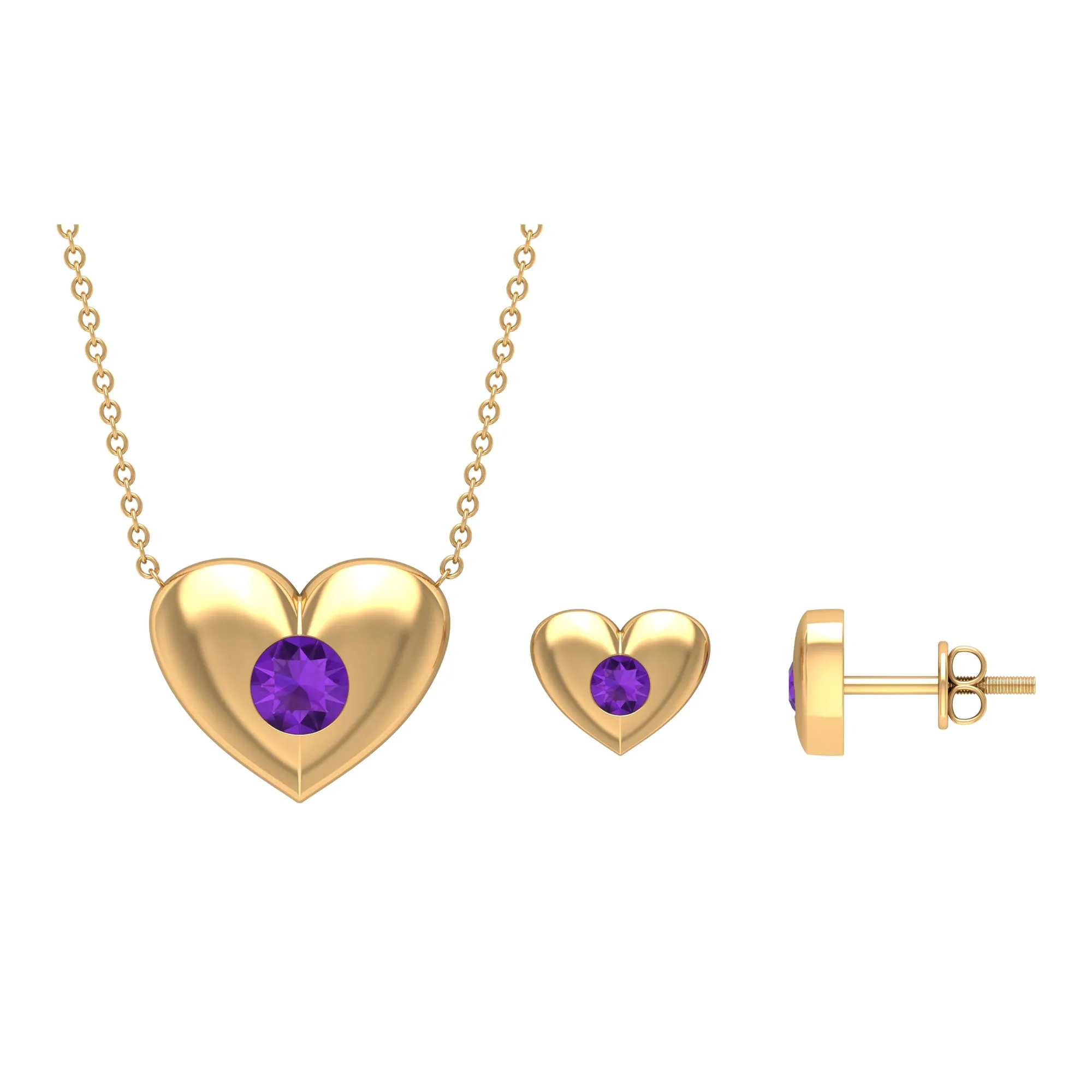 Flush Set Amethyst Heart Jewelry Set