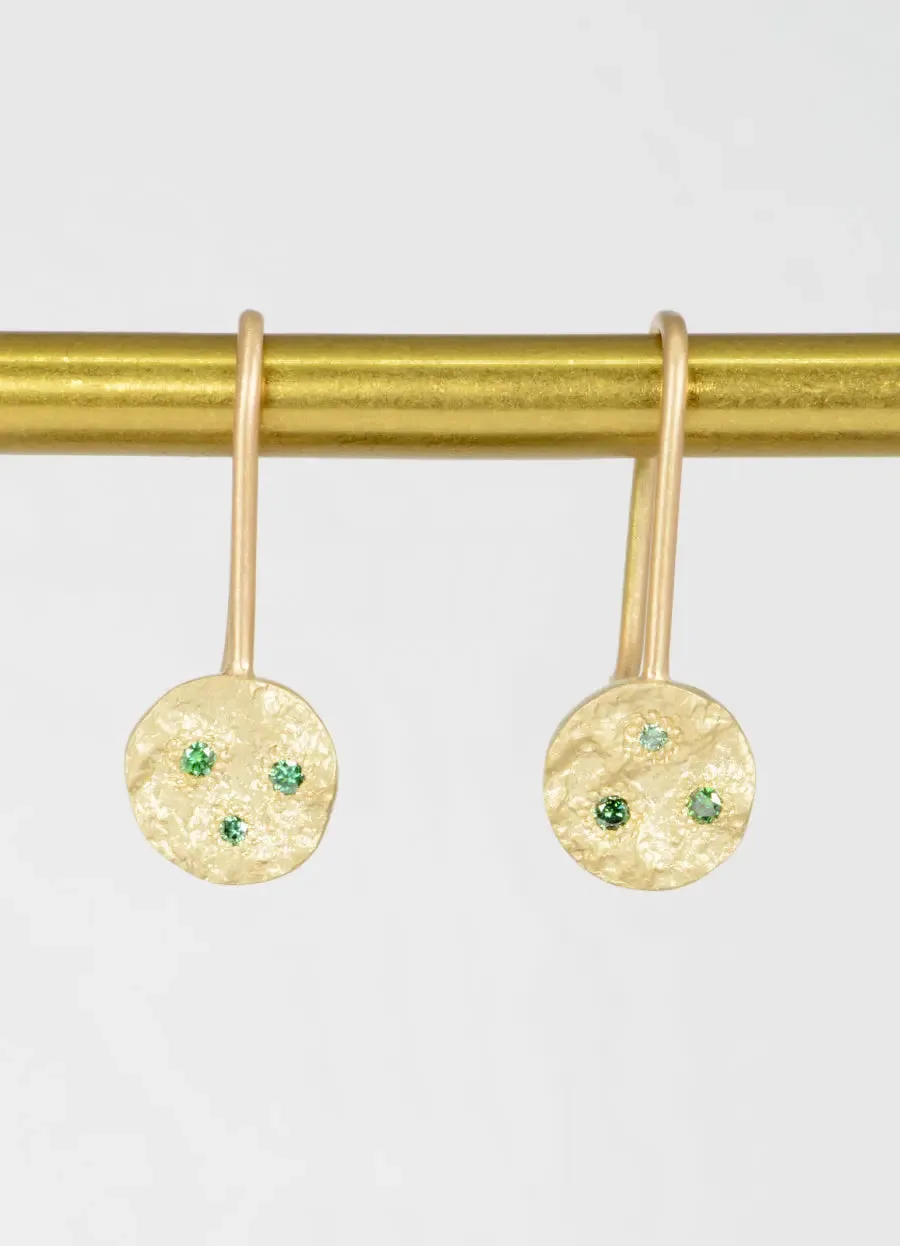 Flux Green Diamond Round Drop Earrings