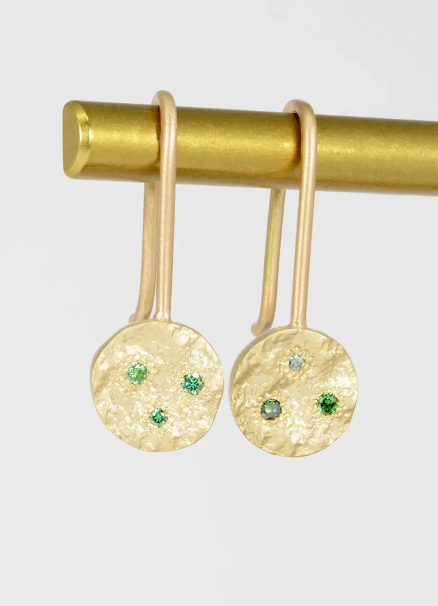 Flux Green Diamond Round Drop Earrings