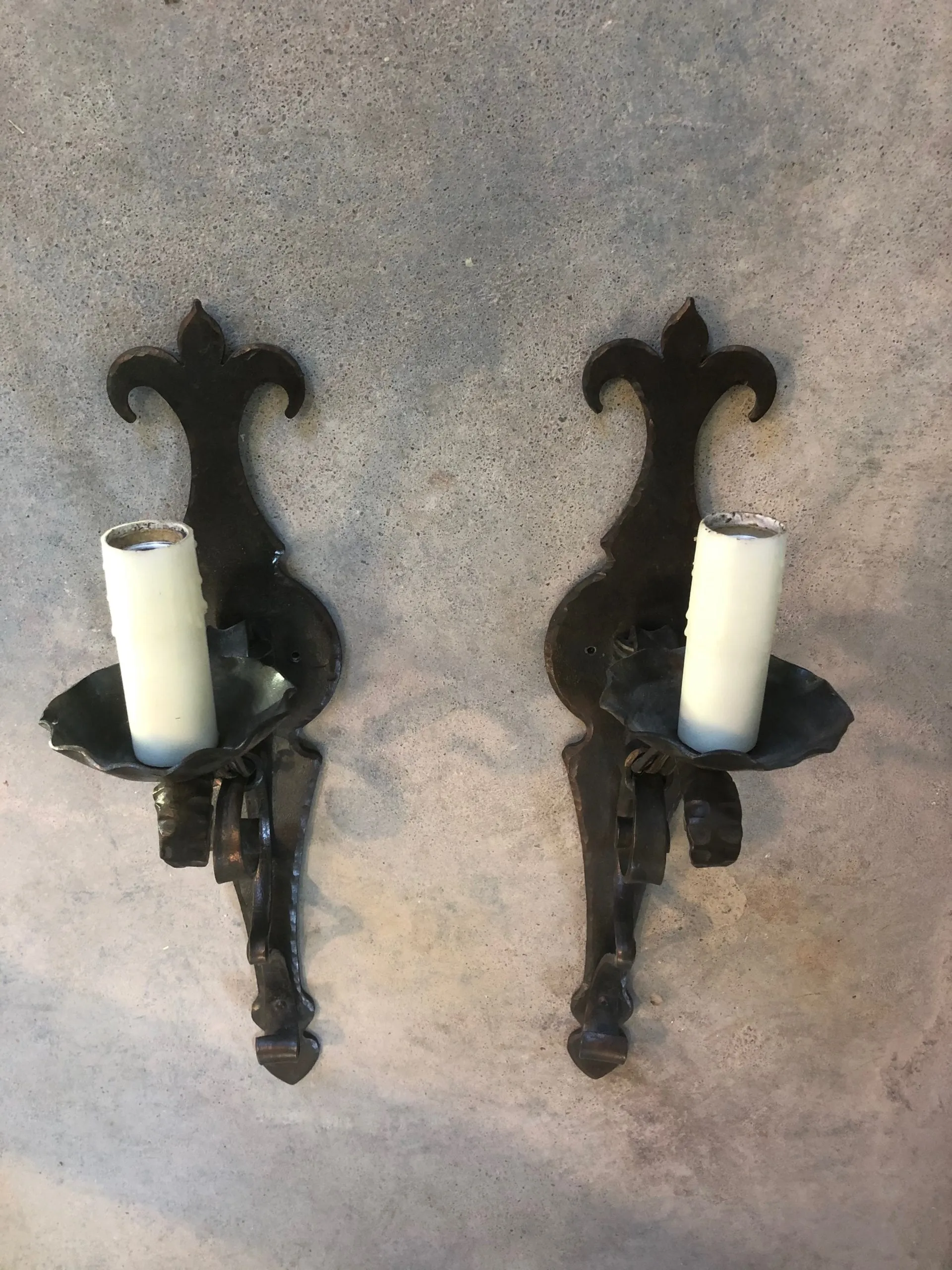 Forged Iron Wall Light Sconce, Ornate