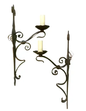 Forged Iron Wall Light Sconce, Ornate