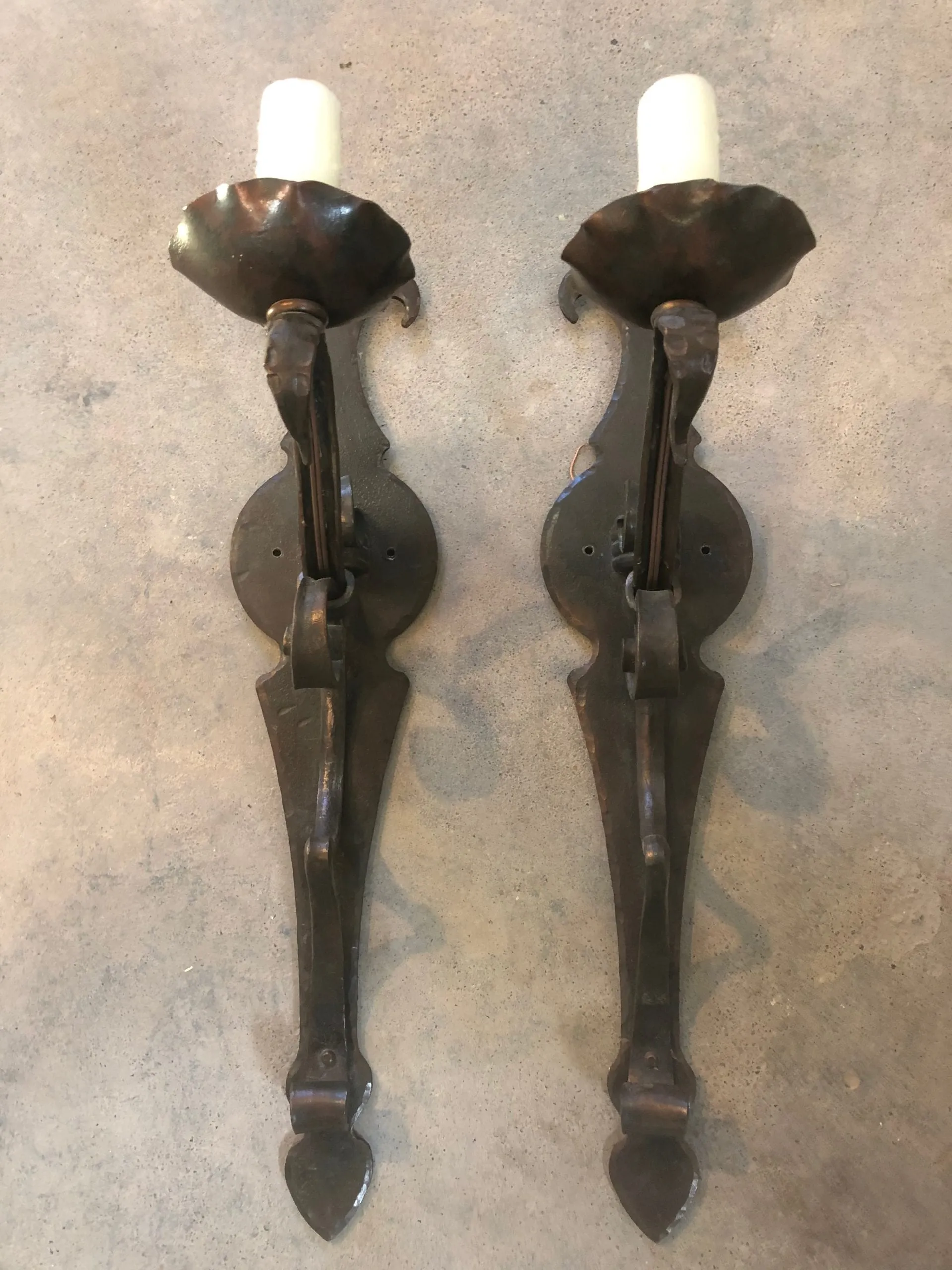 Forged Iron Wall Light Sconce, Ornate