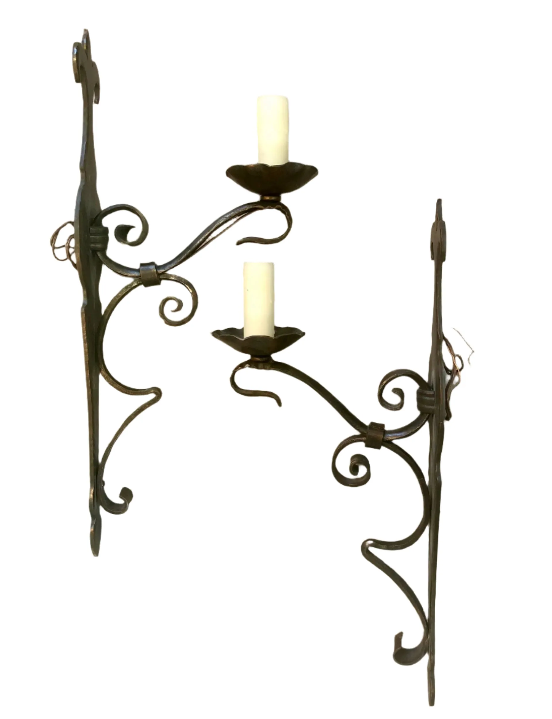 Forged Iron Wall Light Sconce, Ornate