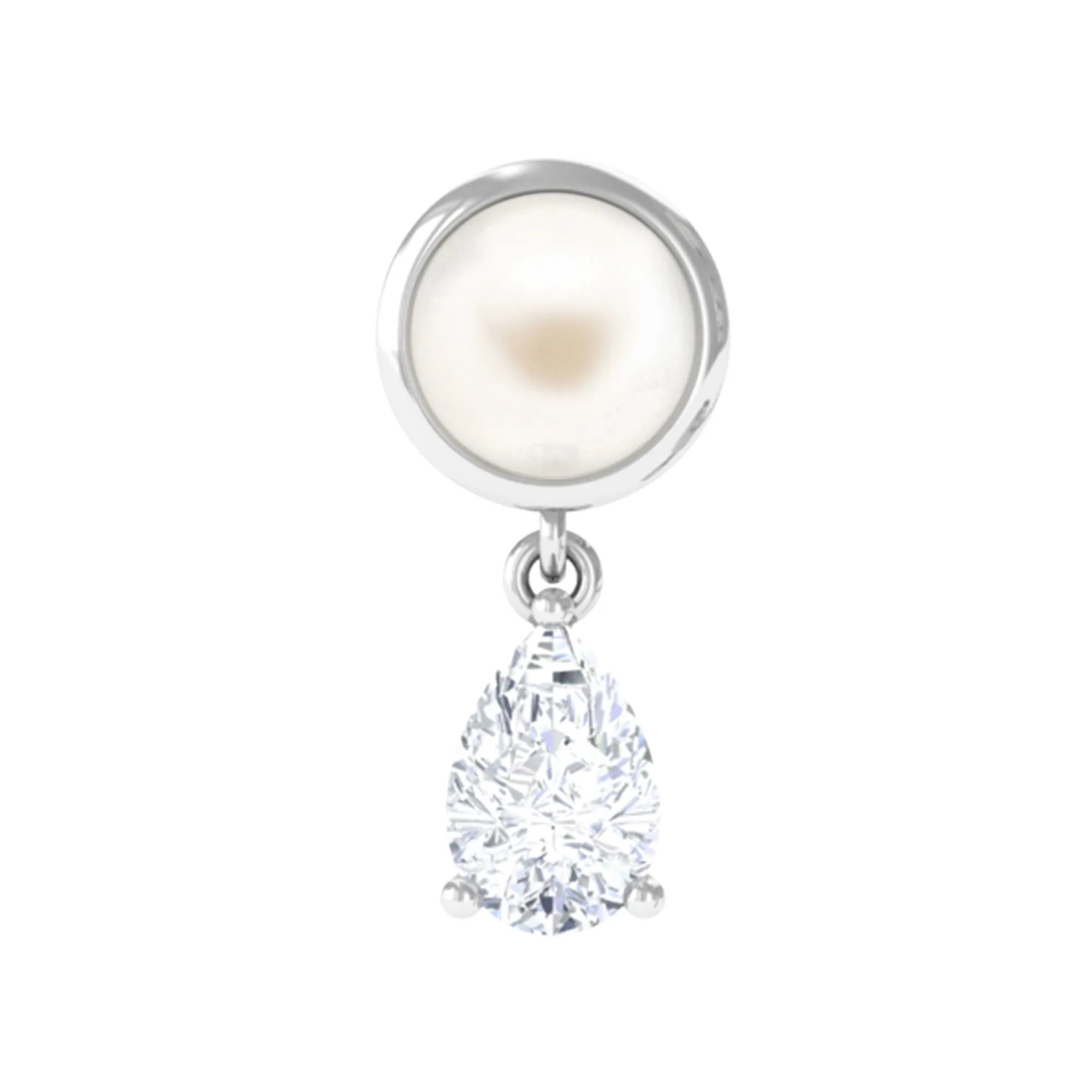 Freshwater Pearl and Moissanite Dangling Cartilage Earring