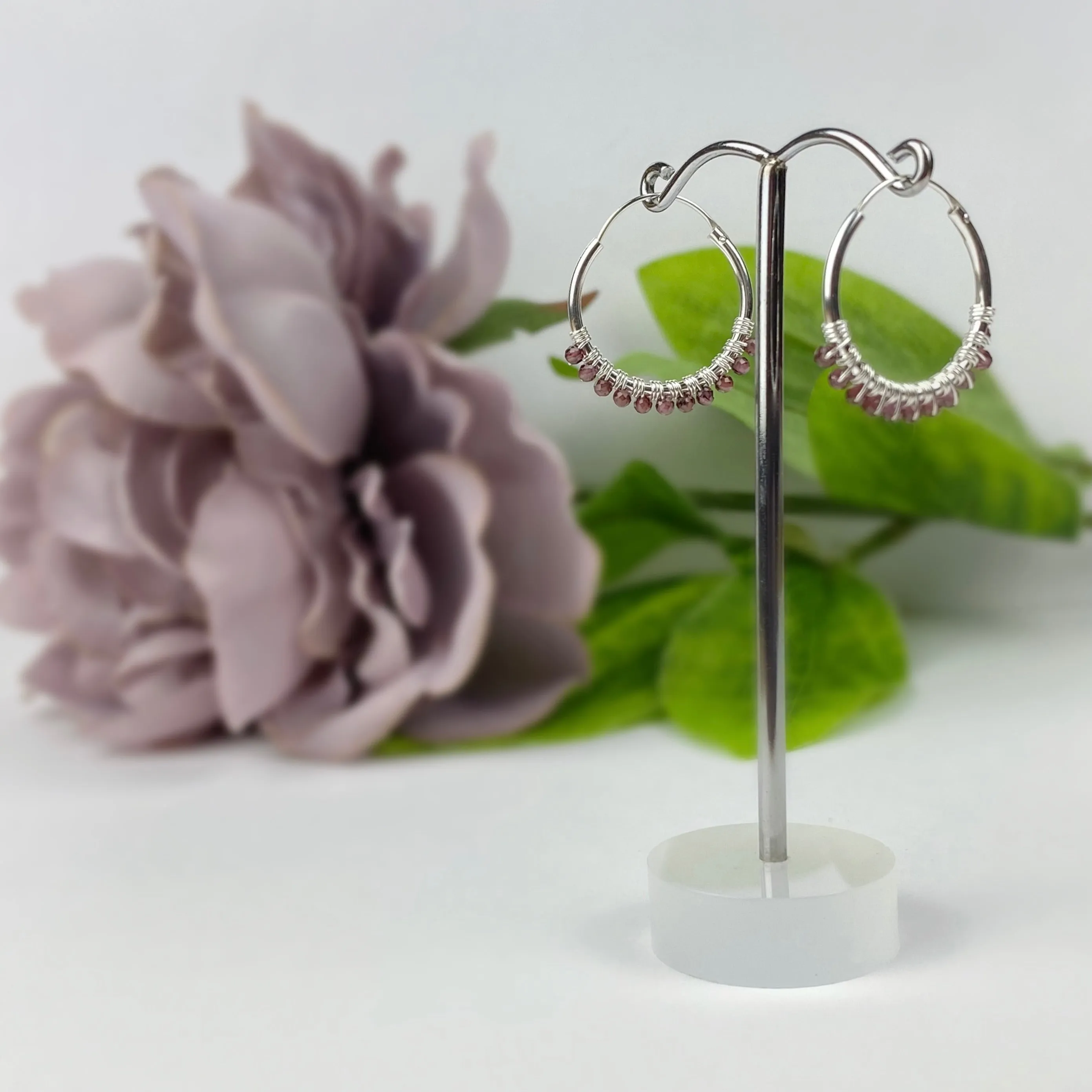 Garnet Hoop Earrings - VE597