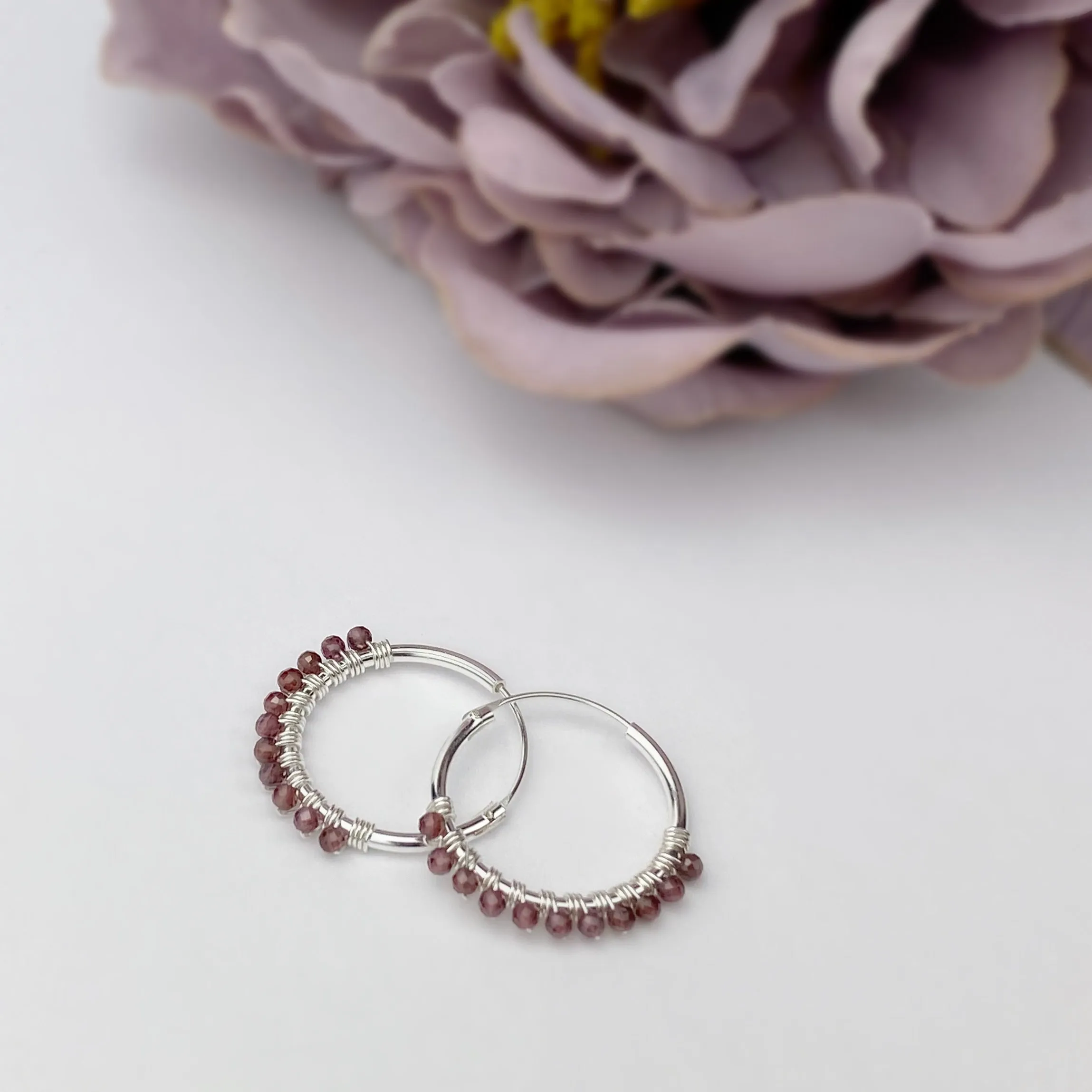 Garnet Hoop Earrings - VE597
