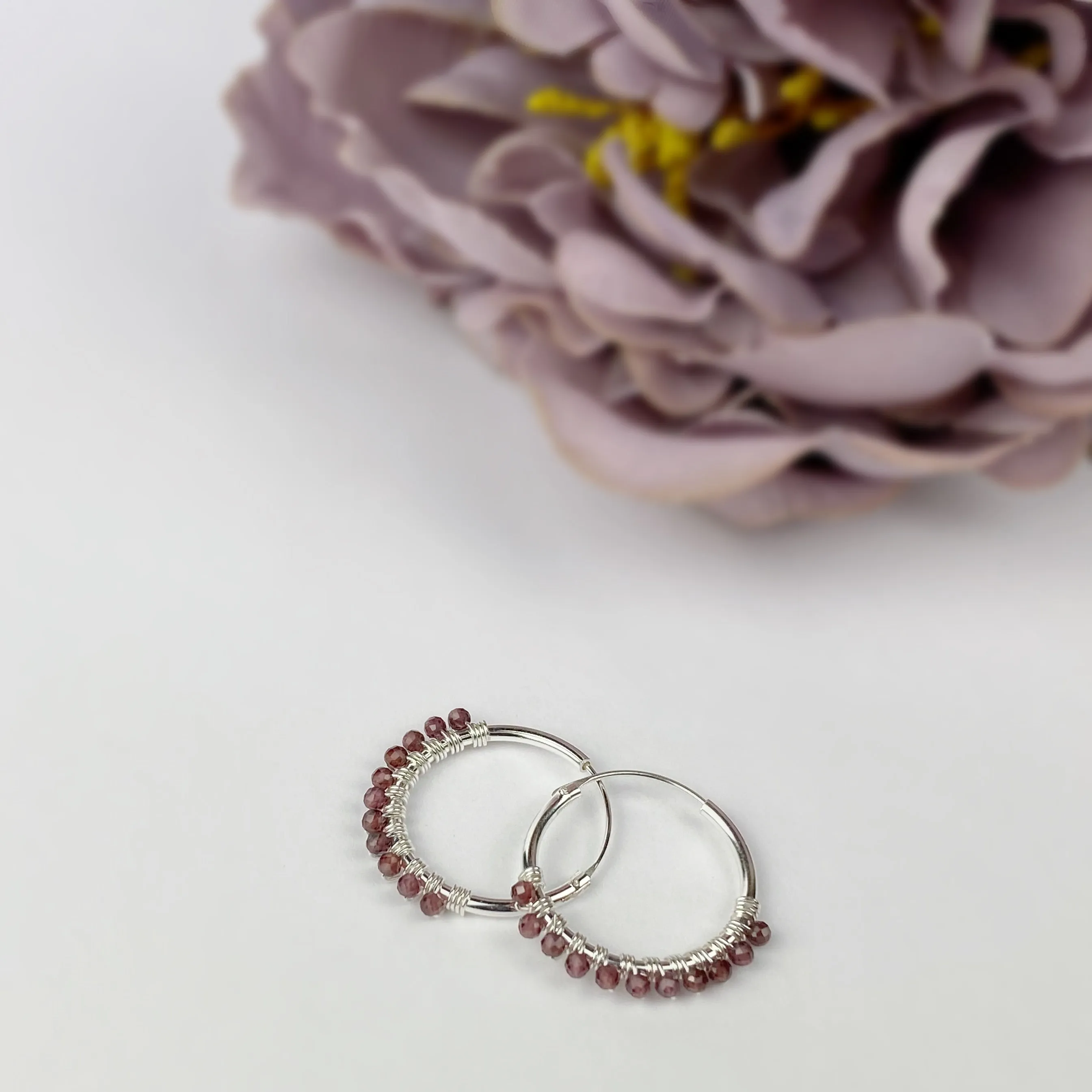Garnet Hoop Earrings - VE597