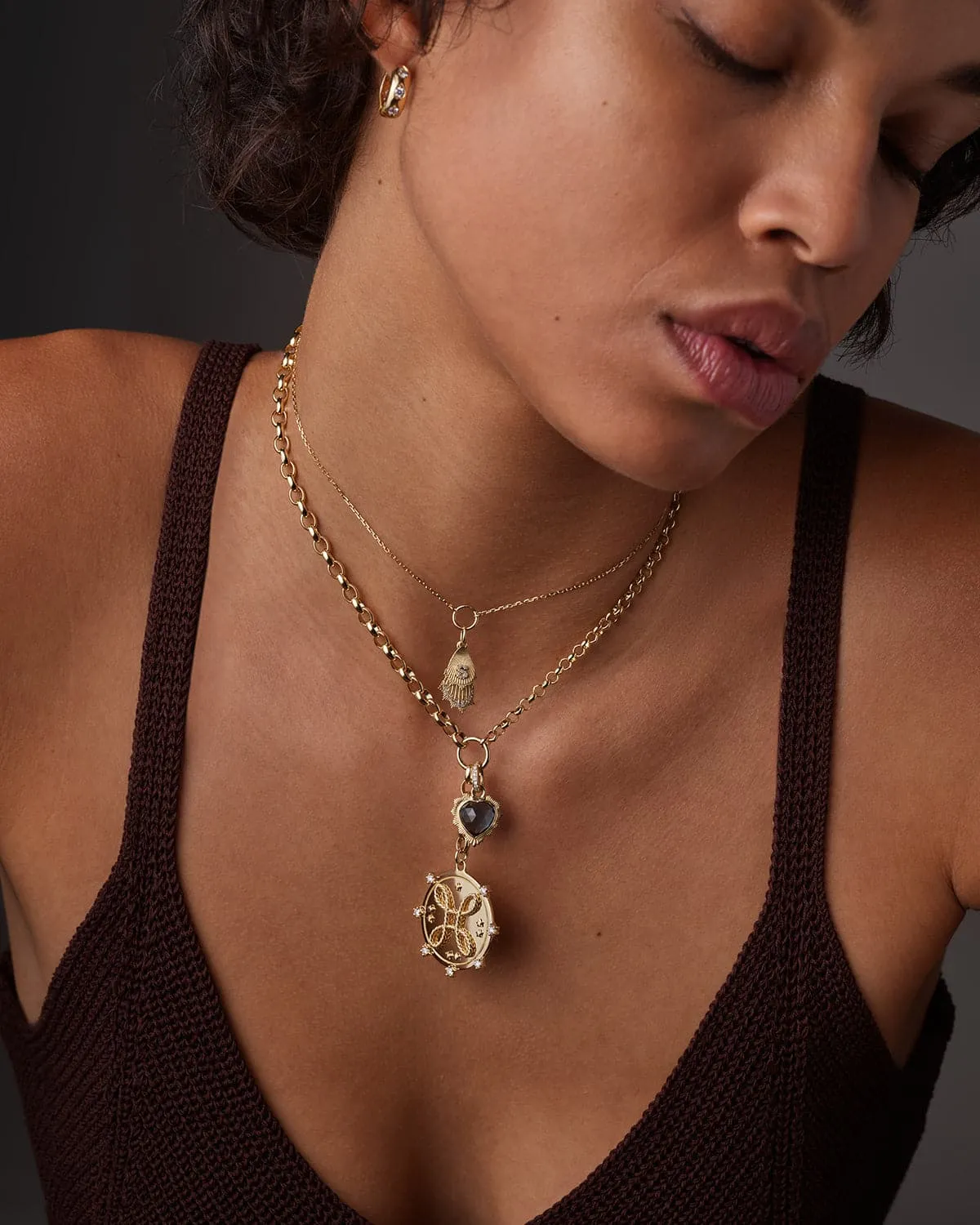 Gemstone Heart - Love : London Blue Topaz Medallion with Oval Pushgate