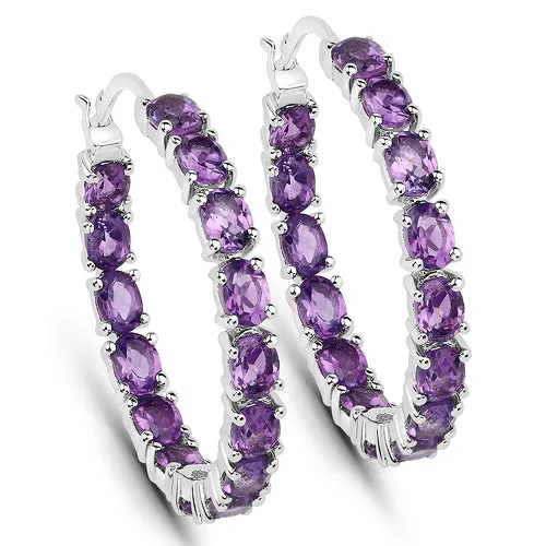 Genuine Amethyst Hoop Earrings