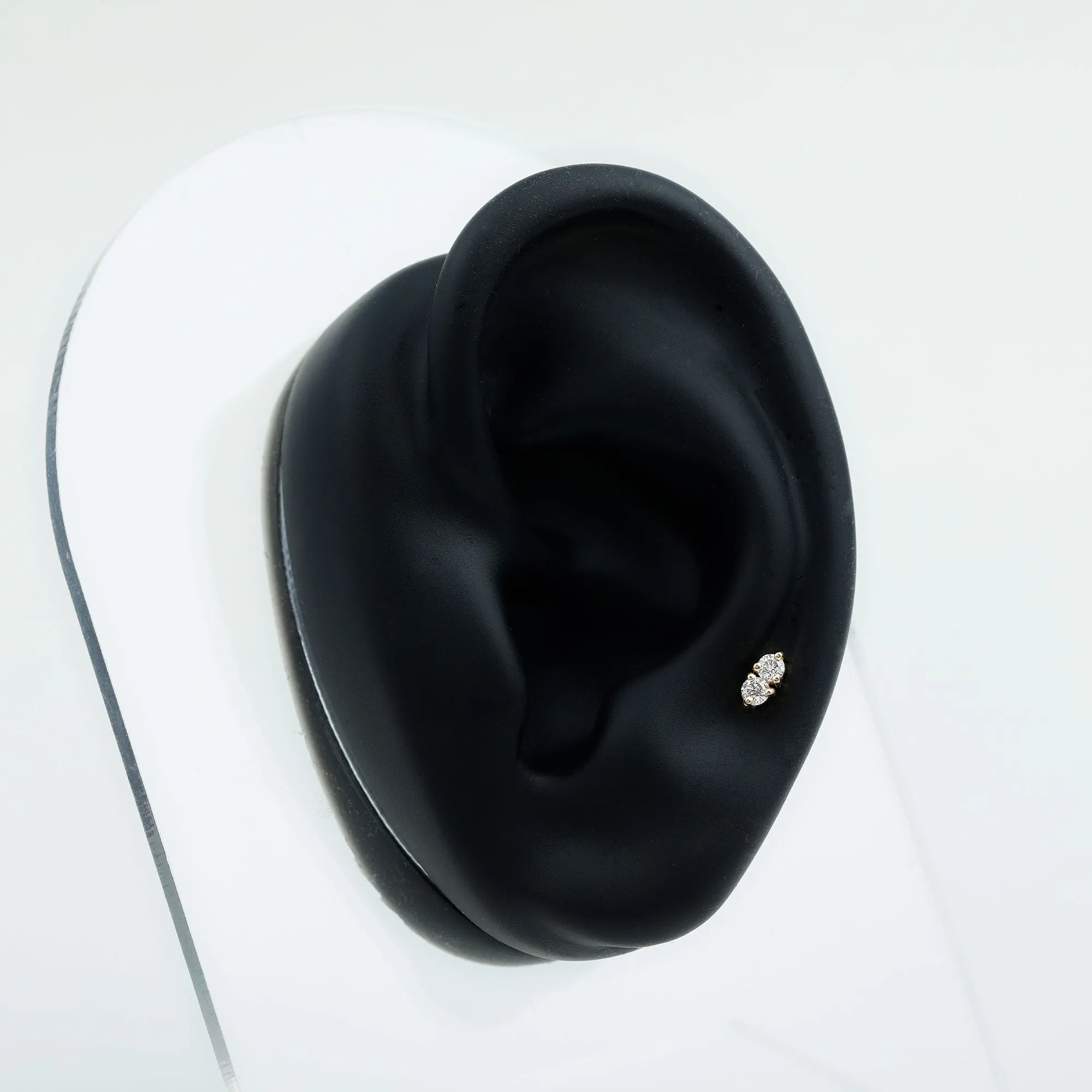 Genuine Diamond Two Stone Earring for Tragus Piercing