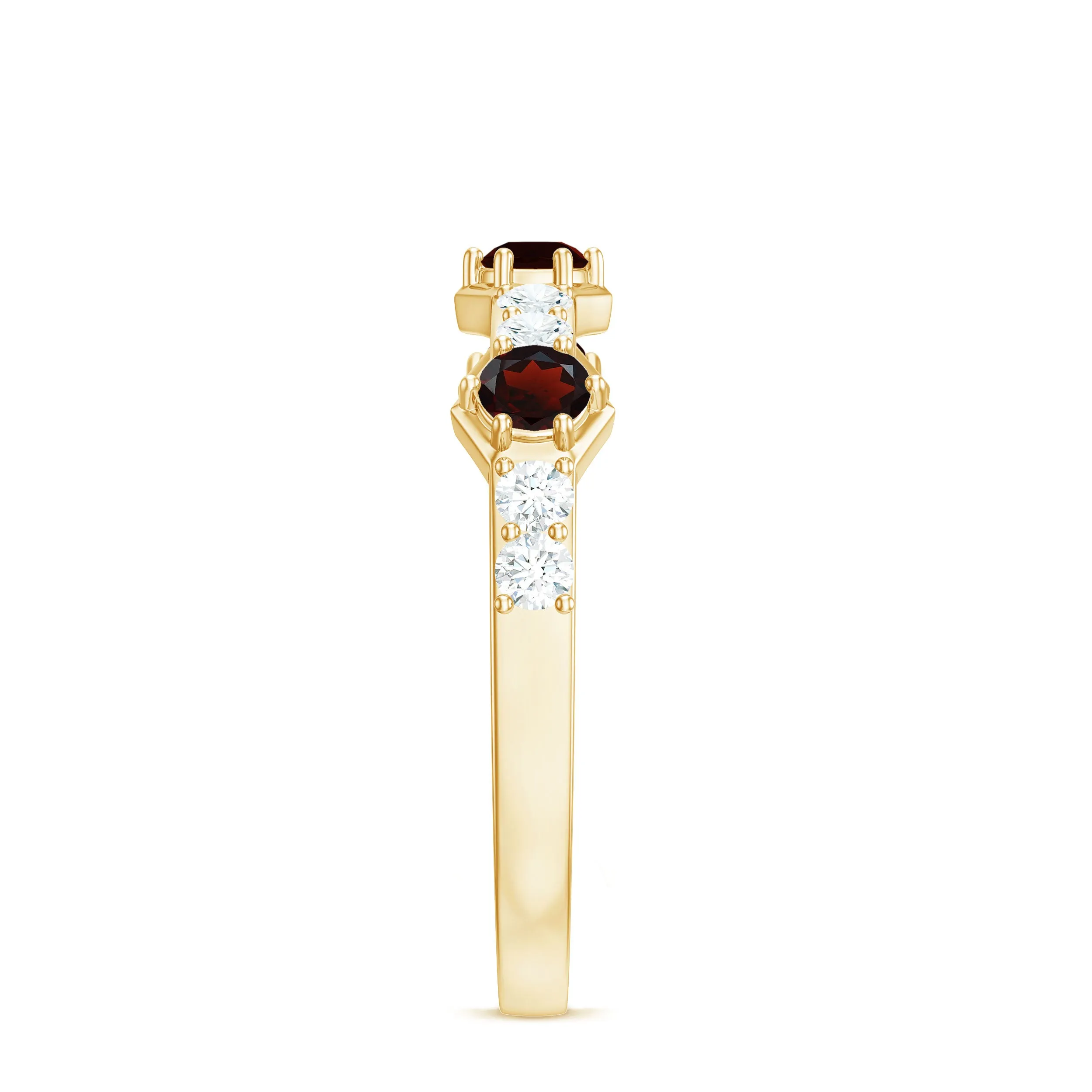 Genuine Garnet Semi Eternity Band Ring