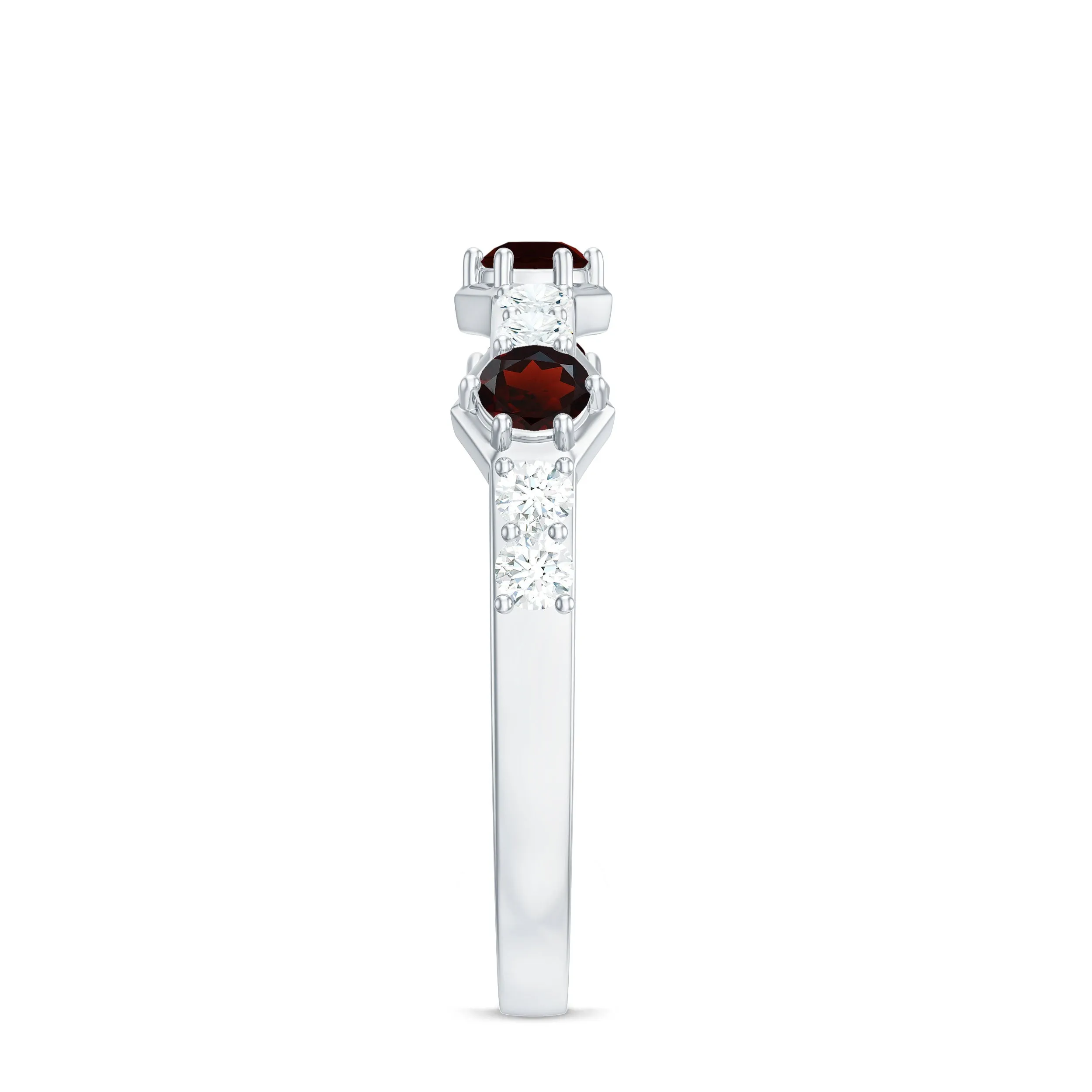 Genuine Garnet Semi Eternity Band Ring