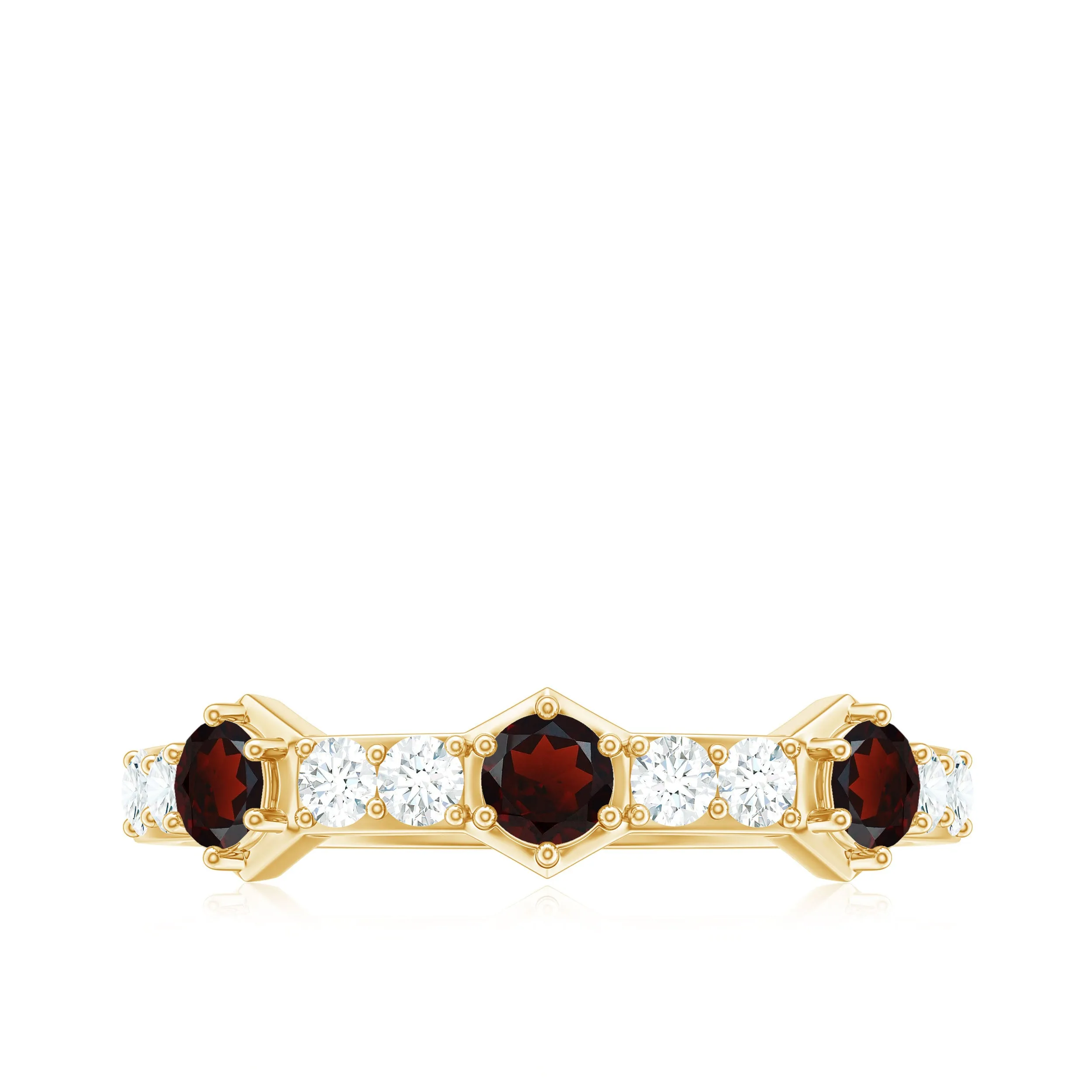 Genuine Garnet Semi Eternity Band Ring