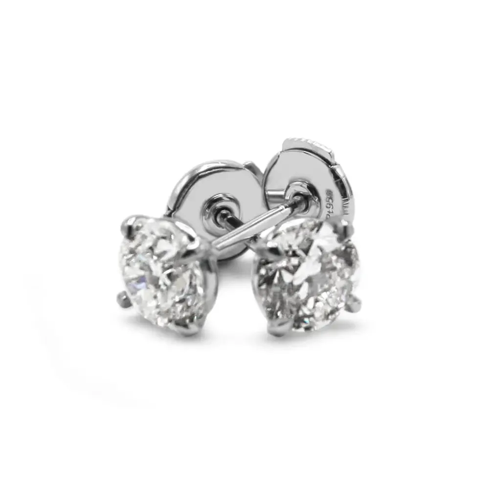 GIA Certificated Brilliant Cut Solitaire Diamond Earrings
