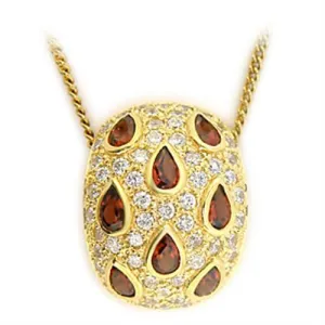 Gold 925 Sterling Silver Pendant with Genuine Stone in Garnet for Women Garnet Stone Color Style LOS008