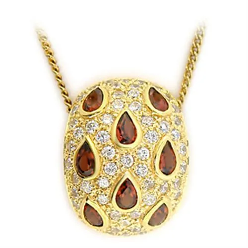Gold 925 Sterling Silver Pendant with Genuine Stone in Garnet for Women Garnet Stone Color Style LOS008