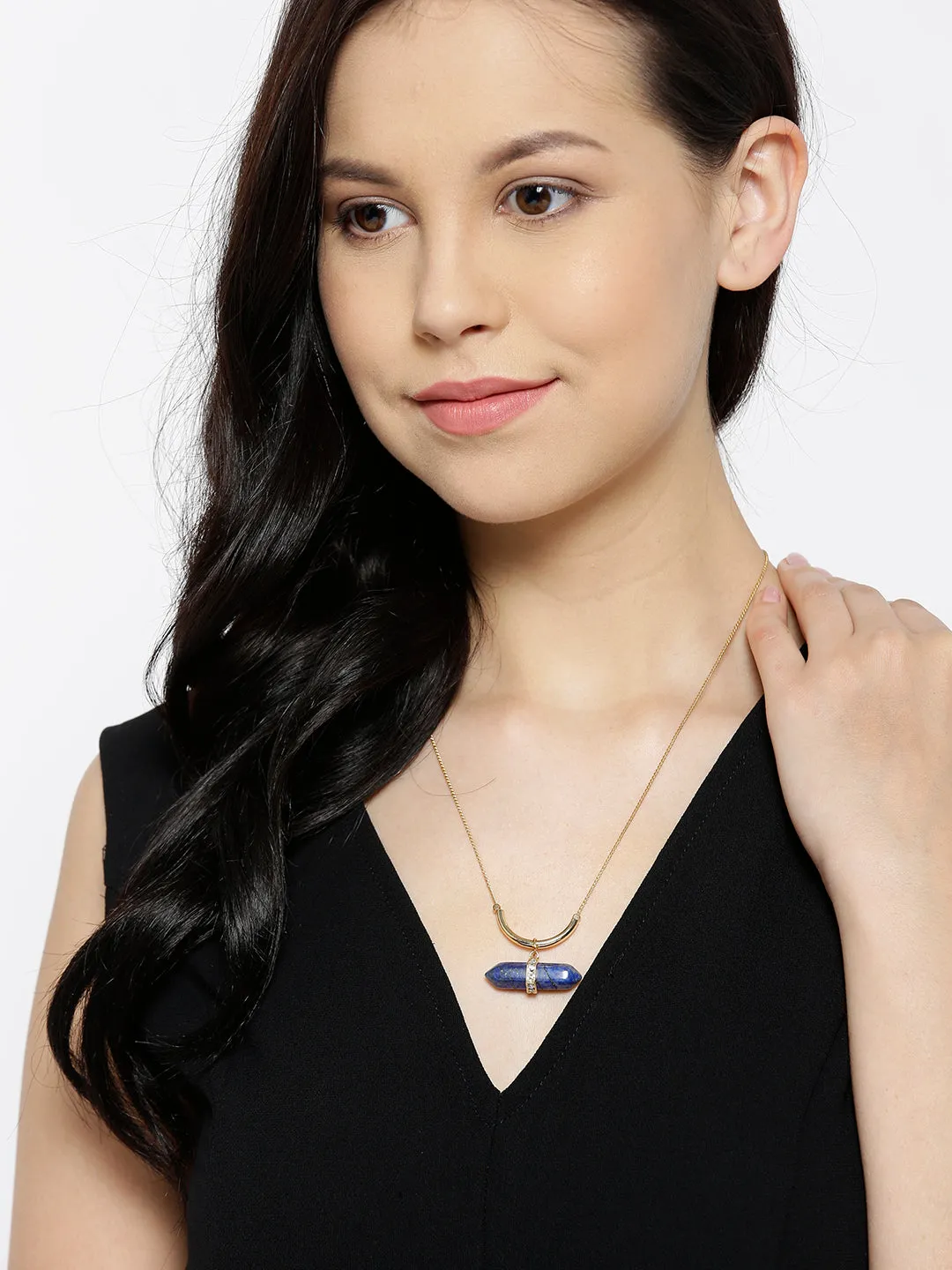Gold Chain Blue Necklace For Women