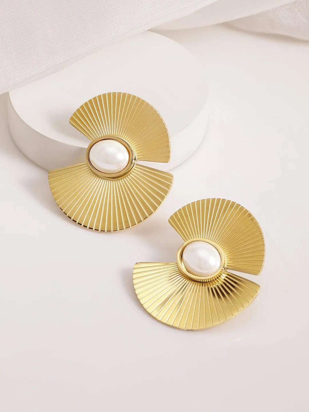 Gold Plated Geometric Stainless Steel Studs Earrings