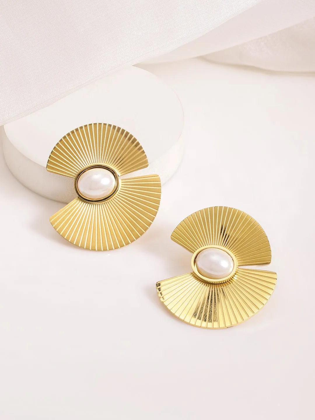 Gold Plated Geometric Stainless Steel Studs Earrings
