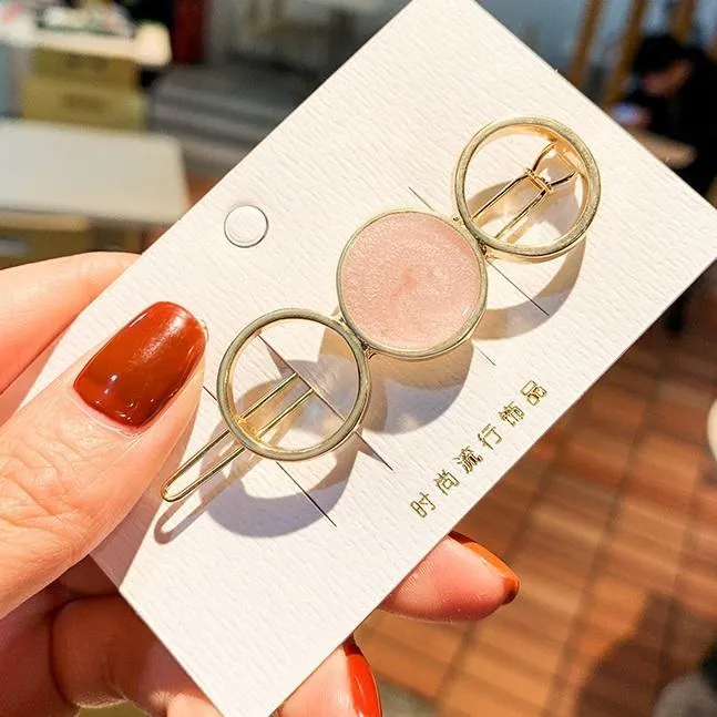 Golden Glossy Marble Stars Circles Hairpin
