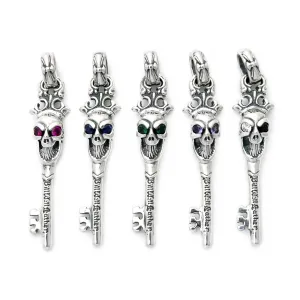 Good Luck Skull Key Pendant with Stone Eyes