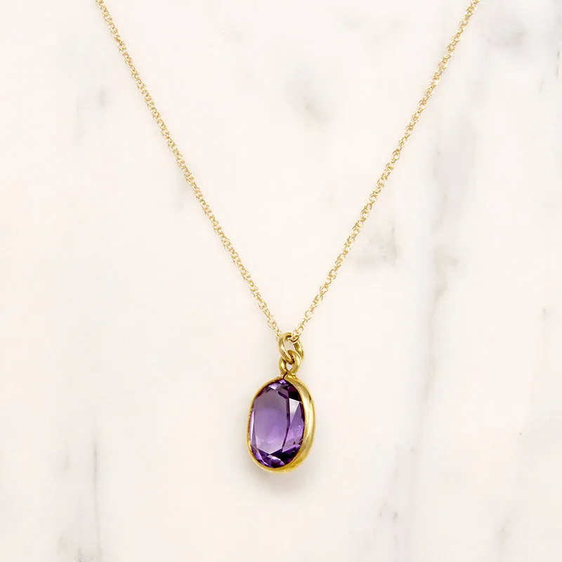 Gorgeous 6ct Amethyst in Gold Bezel Pendant