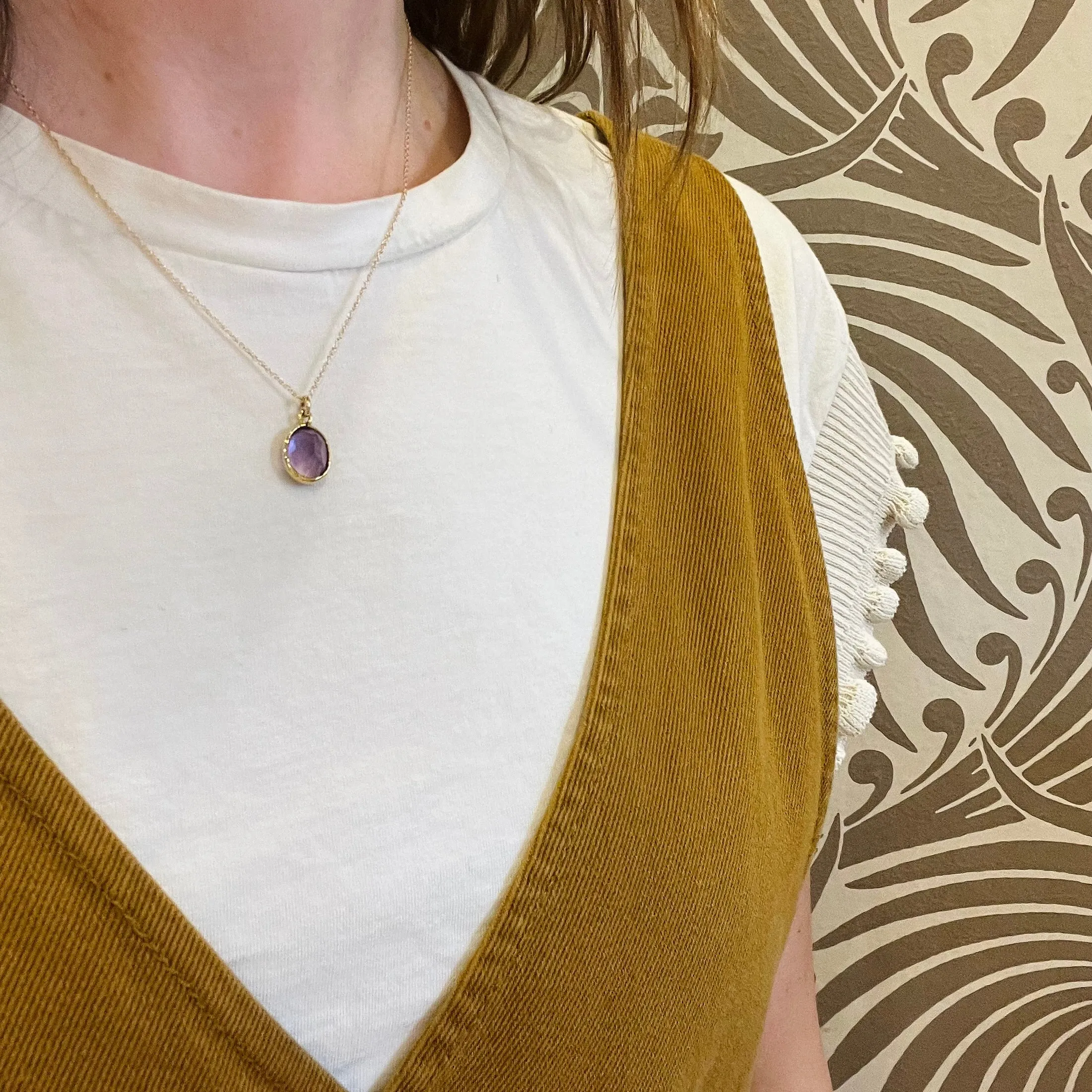 Gorgeous 6ct Amethyst in Gold Bezel Pendant