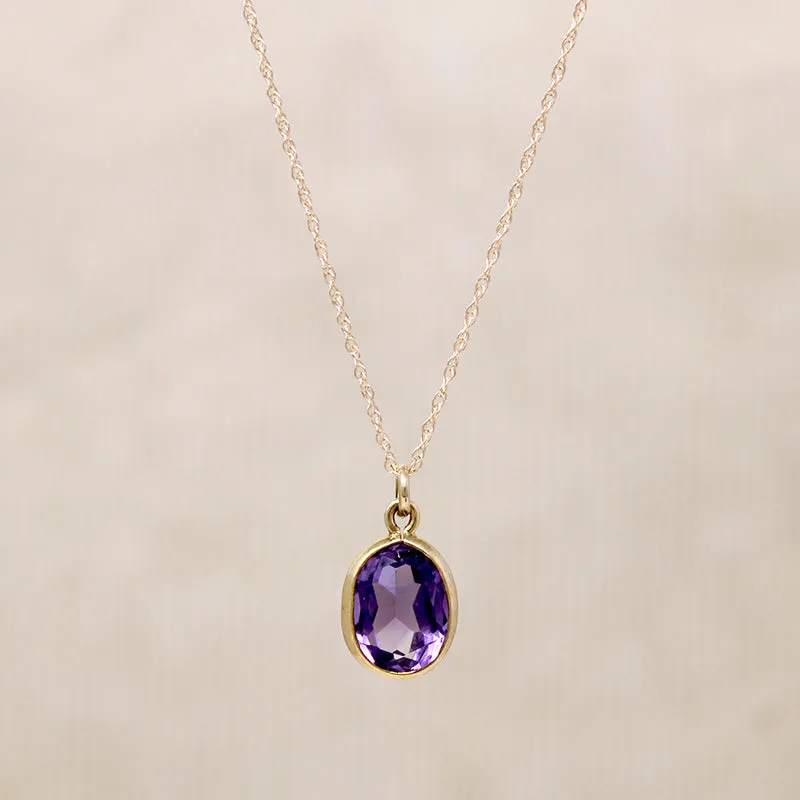 Gorgeous 6ct Amethyst in Gold Bezel Pendant
