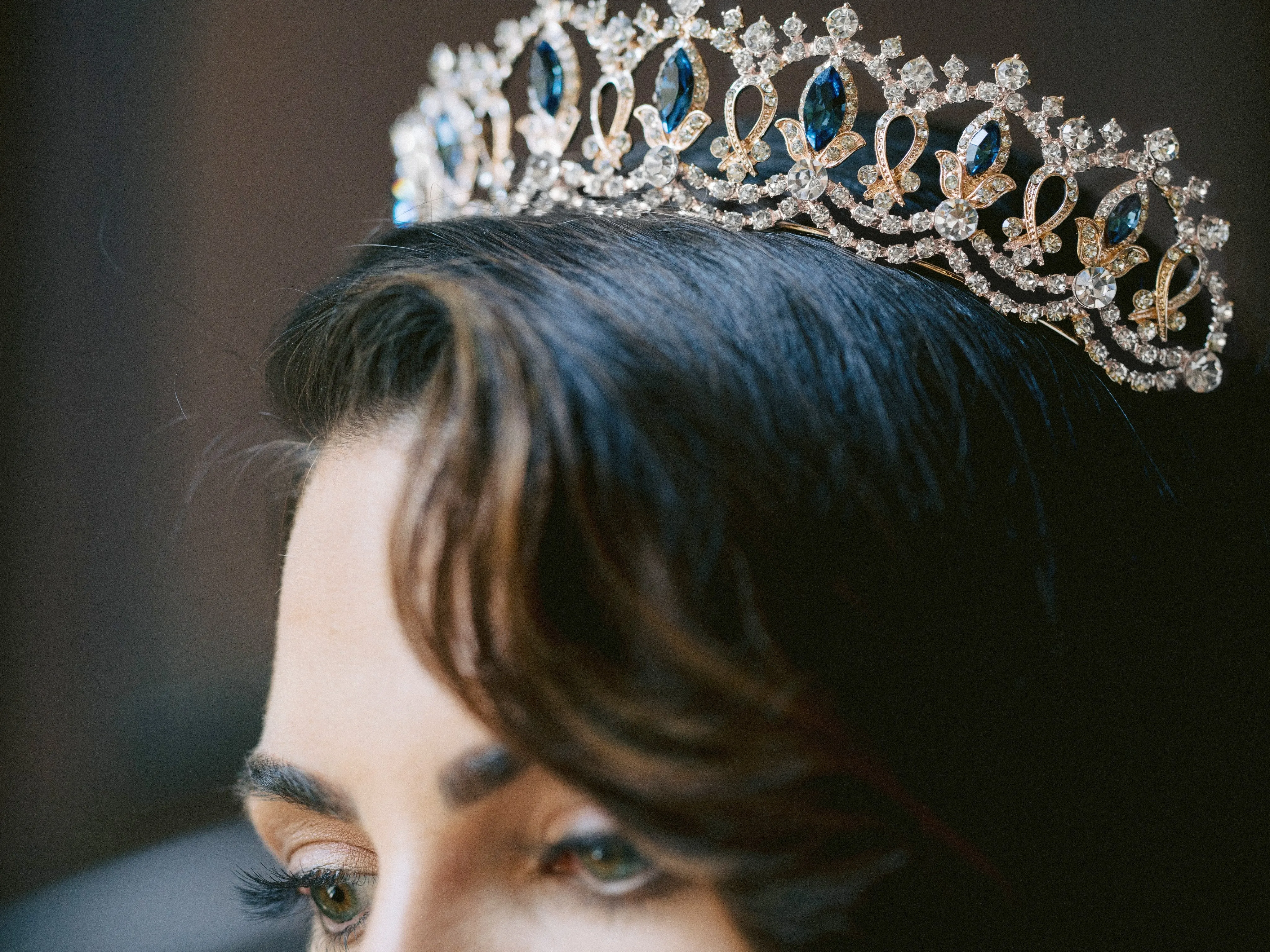 GRAND SERENA Rose Gold Tiara with Colored Accent Stones