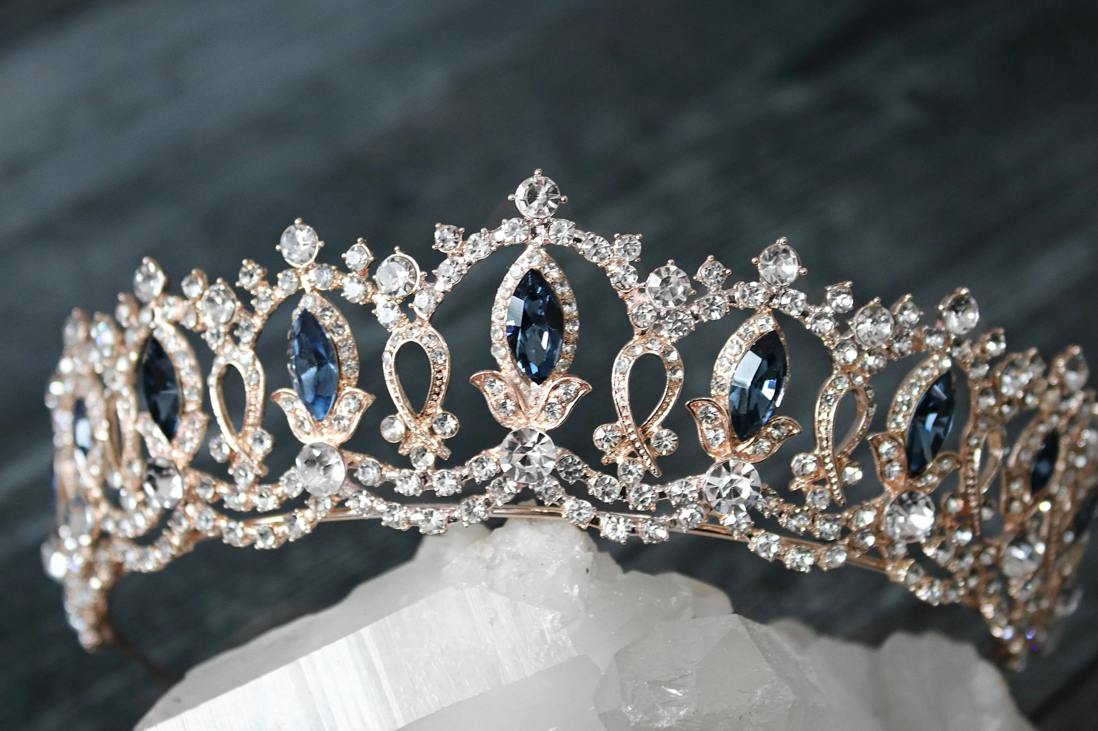 GRAND SERENA Rose Gold Tiara with Colored Accent Stones