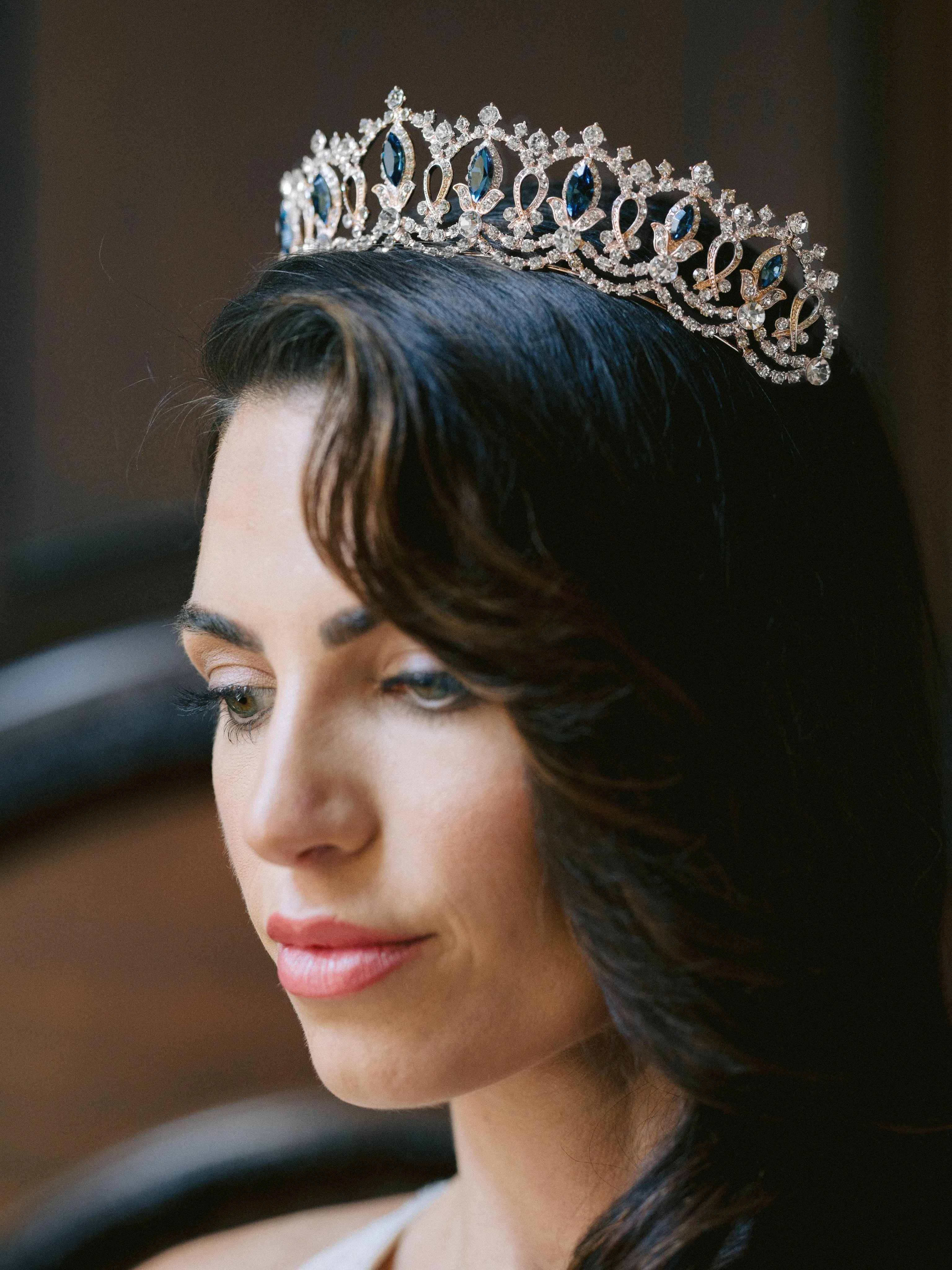 GRAND SERENA Rose Gold Tiara with Colored Accent Stones