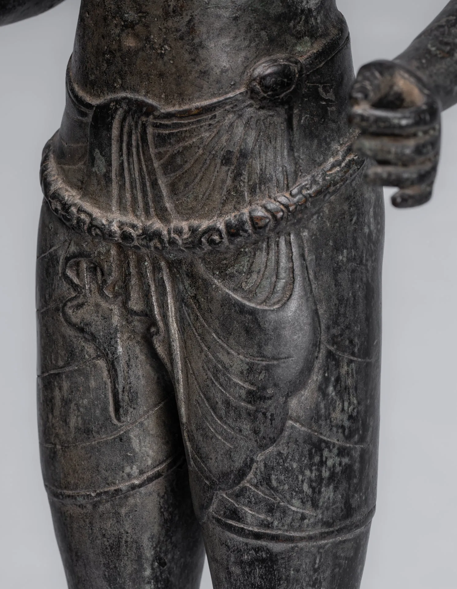 Harihara - Antique Phnom Da Style Bronze Khmer Hari Hara or Vishnu & Shiva - 77cm/31"