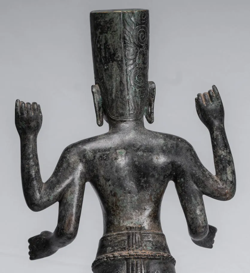 Harihara - Antique Phnom Da Style Bronze Khmer Hari Hara or Vishnu & Shiva - 77cm/31"