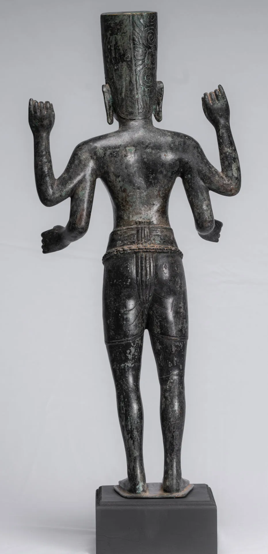 Harihara - Antique Phnom Da Style Bronze Khmer Hari Hara or Vishnu & Shiva - 77cm/31"