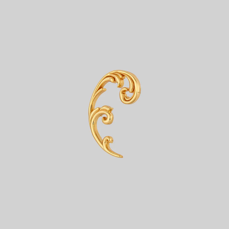 IMPERIAL. Ornate Flourish Arch Stud Earring - Gold